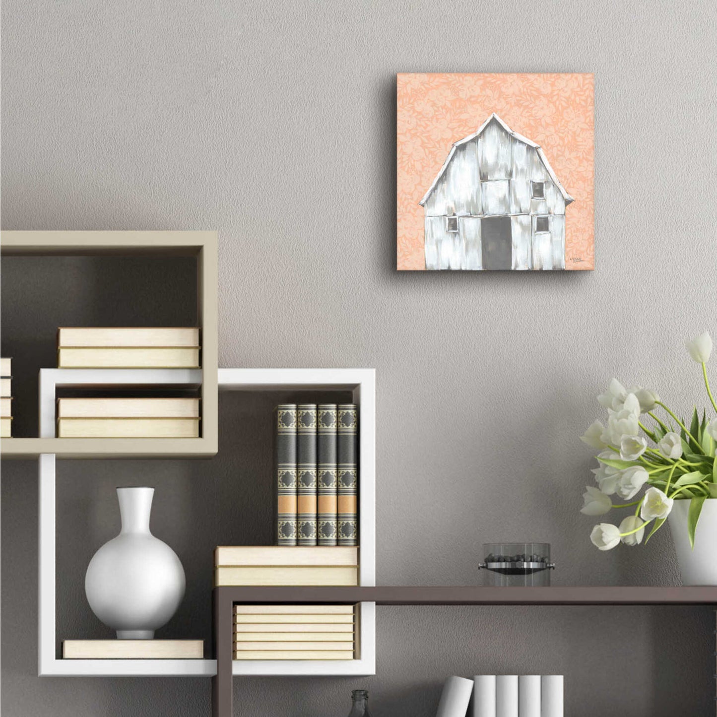 Epic Art 'Peaches & Cream Barn' by Michele Norman, Acrylic Glass Wall Art,12x12