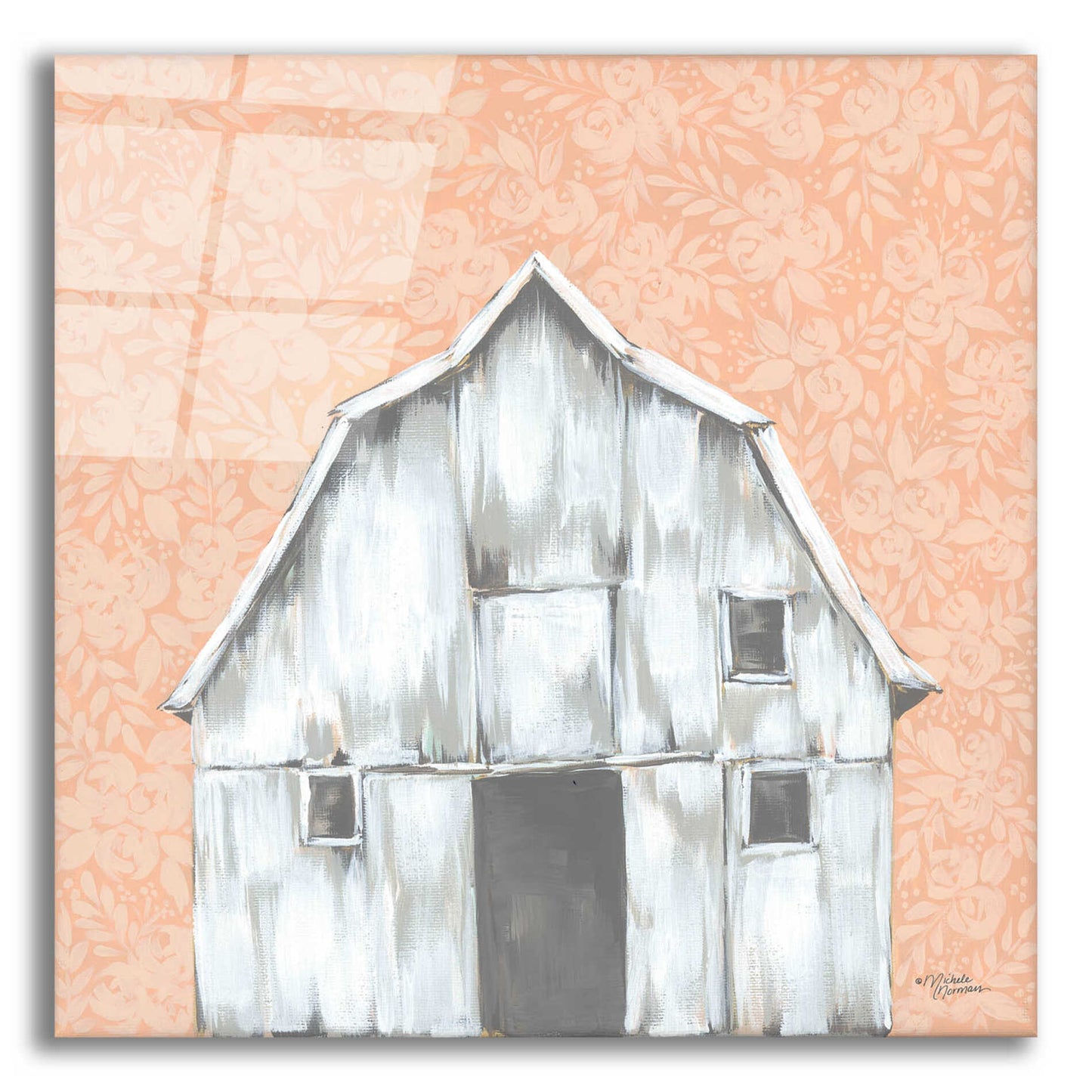 Epic Art 'Peaches & Cream Barn' by Michele Norman, Acrylic Glass Wall Art,12x12