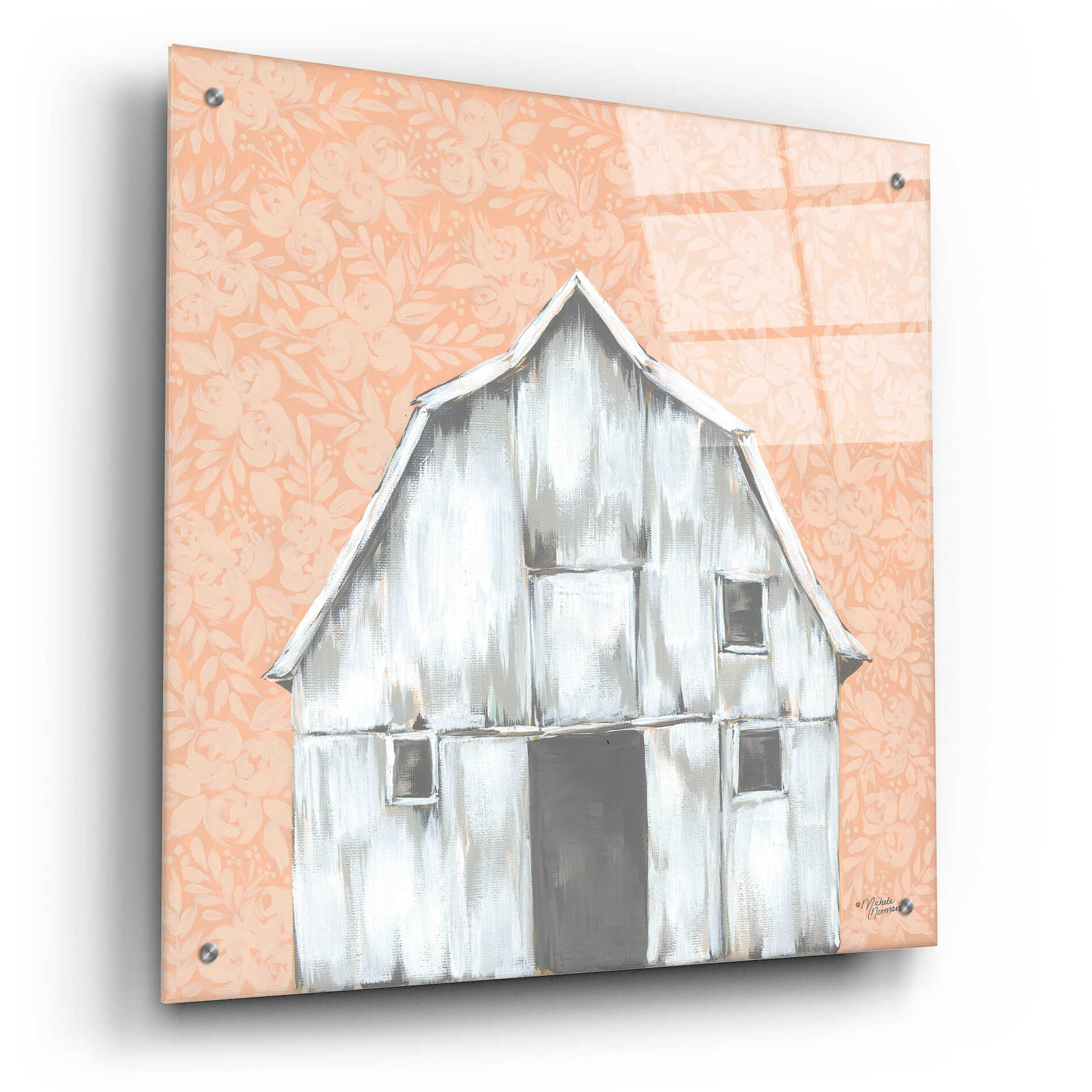 Epic Art 'Peaches & Cream Barn' by Michele Norman, Acrylic Glass Wall Art,24x24