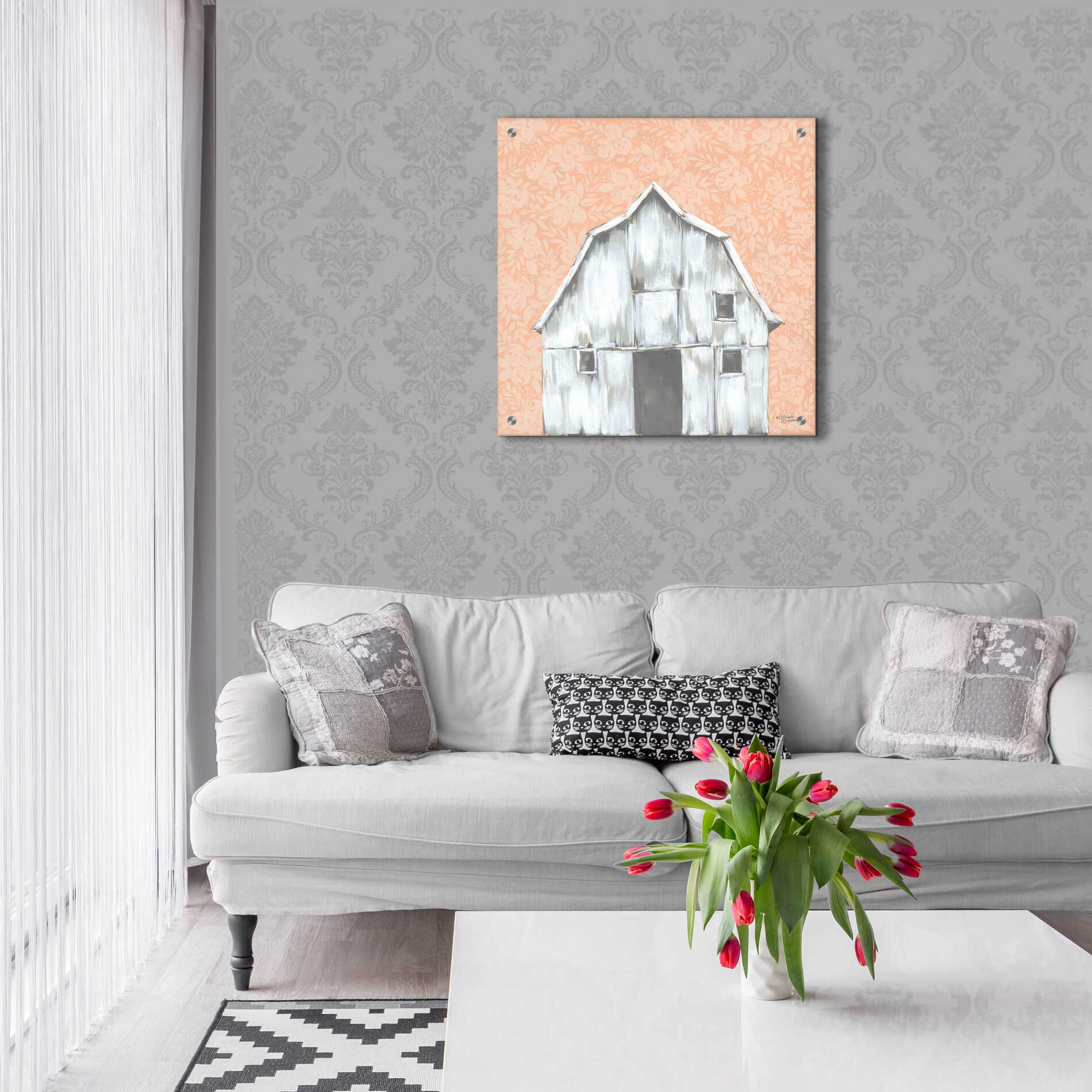 Epic Art 'Peaches & Cream Barn' by Michele Norman, Acrylic Glass Wall Art,24x24