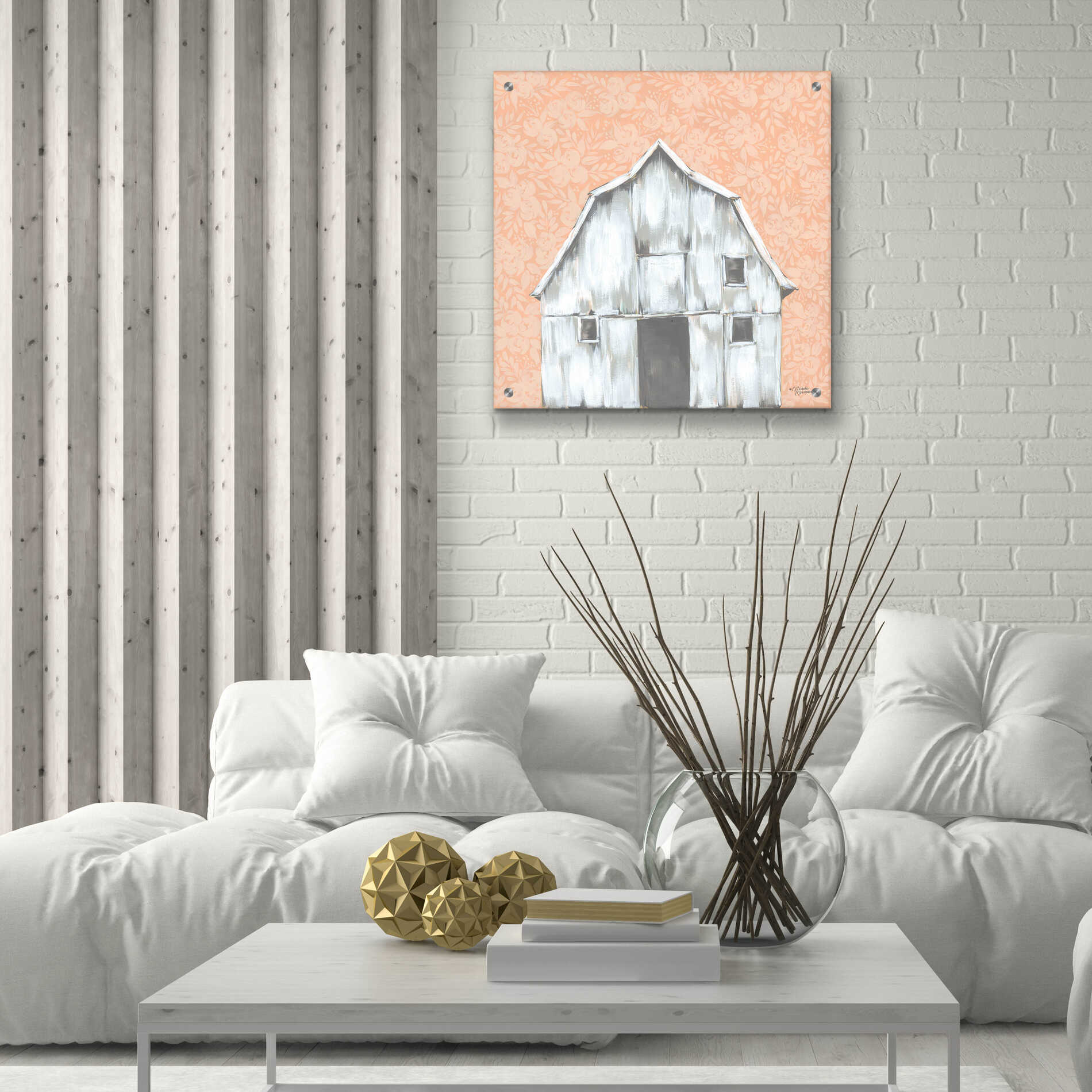 Epic Art 'Peaches & Cream Barn' by Michele Norman, Acrylic Glass Wall Art,24x24