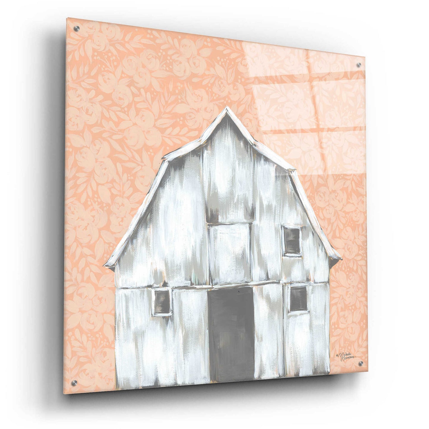 Epic Art 'Peaches & Cream Barn' by Michele Norman, Acrylic Glass Wall Art,36x36