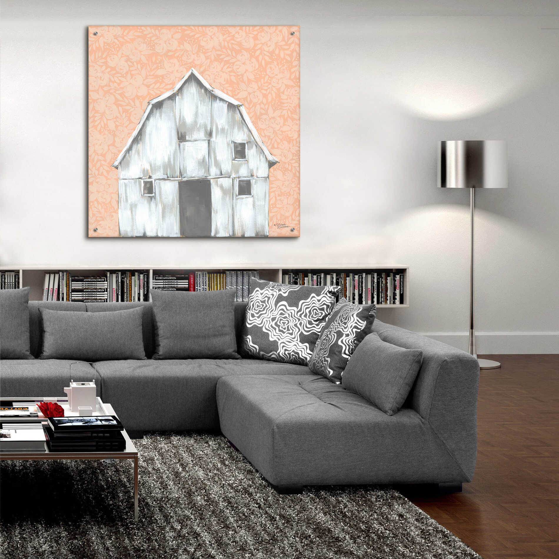 Epic Art 'Peaches & Cream Barn' by Michele Norman, Acrylic Glass Wall Art,36x36