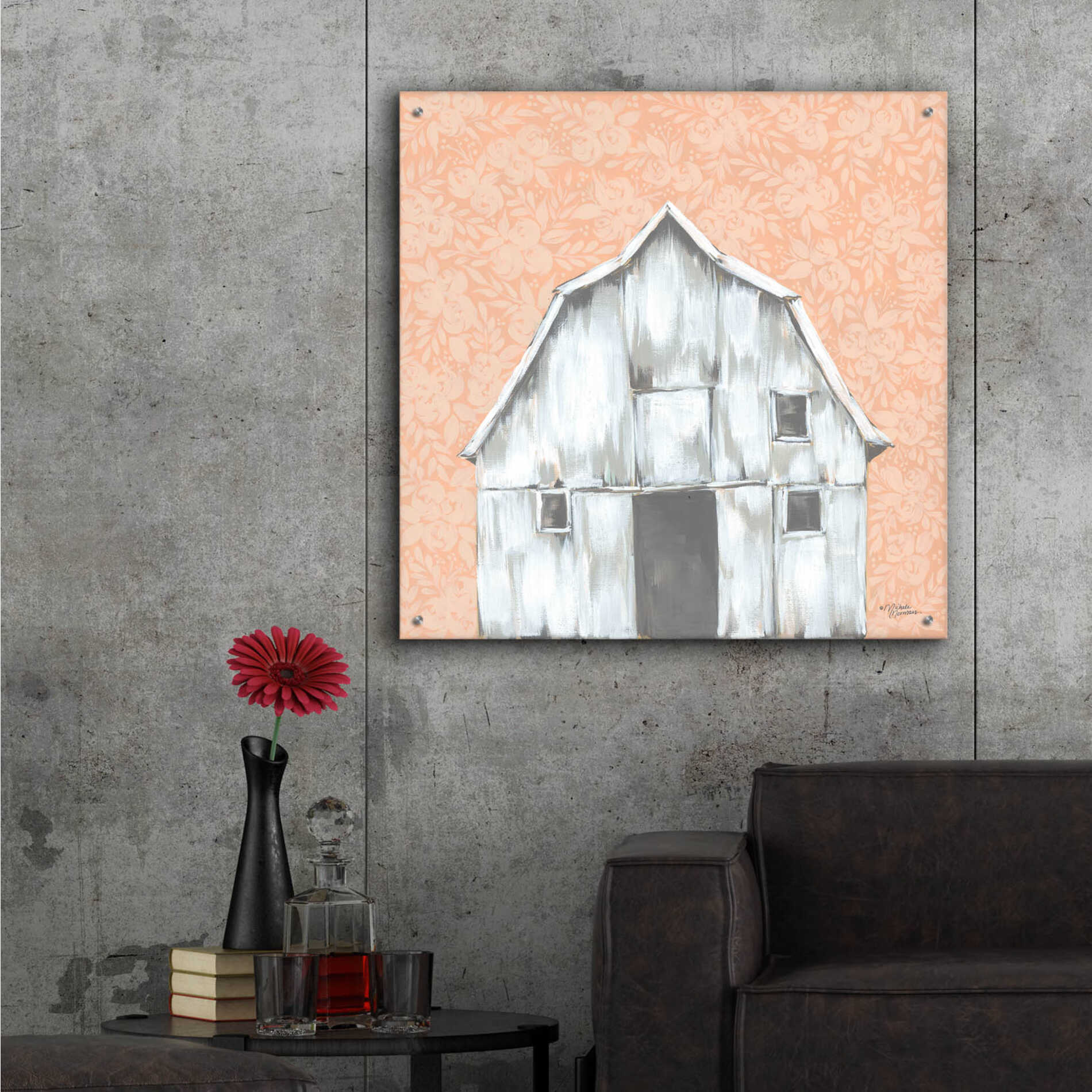 Epic Art 'Peaches & Cream Barn' by Michele Norman, Acrylic Glass Wall Art,36x36