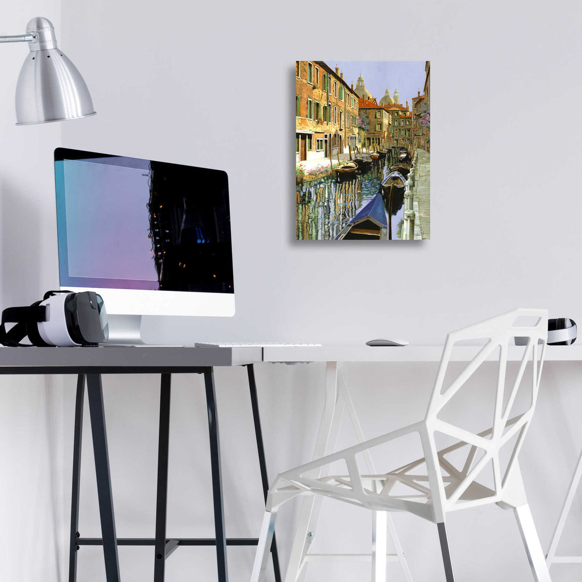 Epic Art 'La Barche Sul Canale' by Guido Borelli, Acrylic Glass Wall Art,12x16