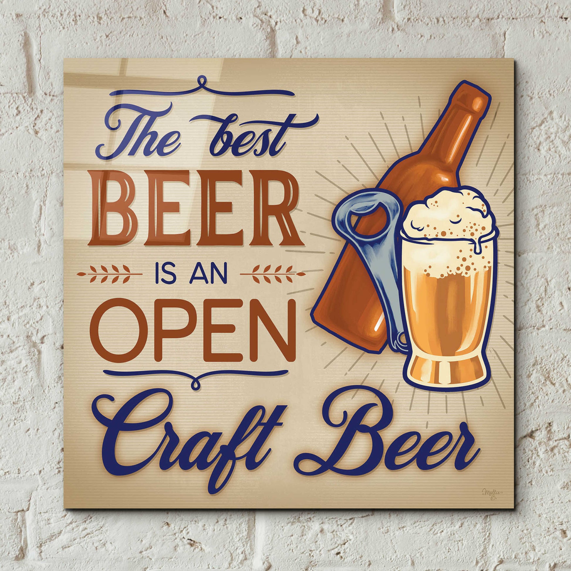 Epic Art 'The Best Beer' by Mollie B., Acrylic Glass Wall Art,12x12