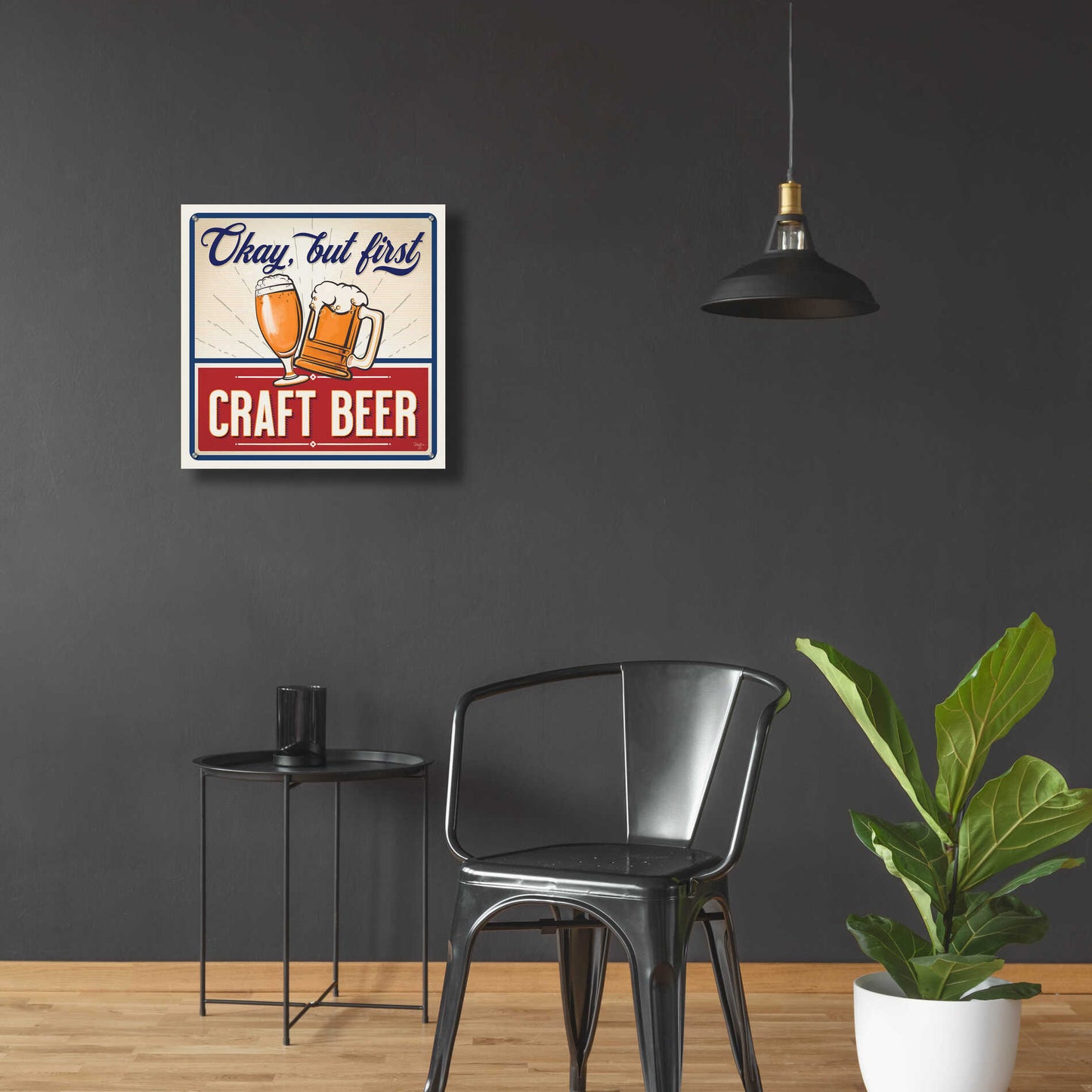 Epic Art 'Okay, But First Craft Beer' by Mollie B., Acrylic Glass Wall Art,24x24