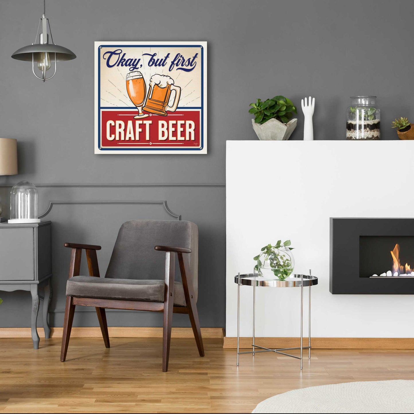 Epic Art 'Okay, But First Craft Beer' by Mollie B., Acrylic Glass Wall Art,24x24