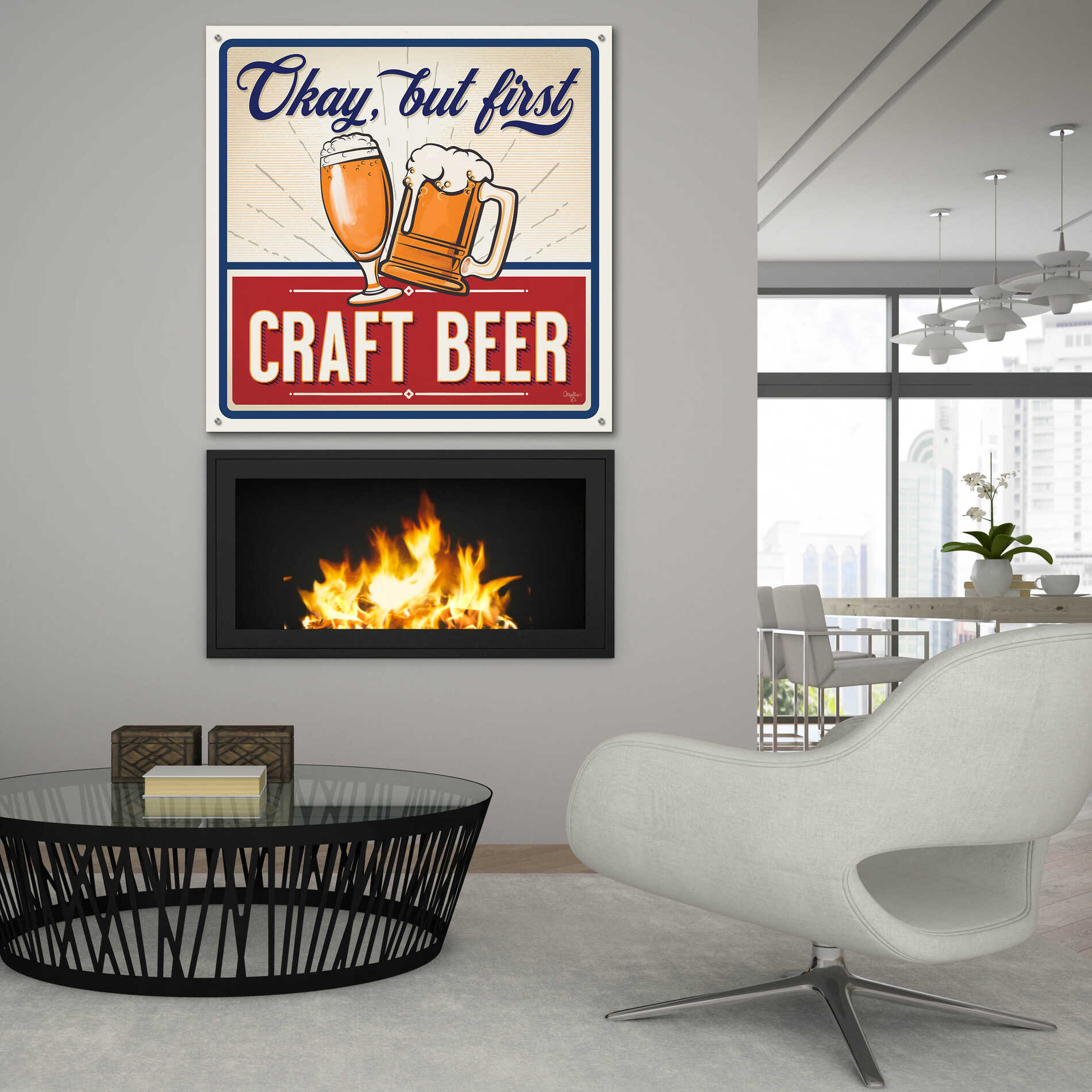 Epic Art 'Okay, But First Craft Beer' by Mollie B., Acrylic Glass Wall Art,36x36