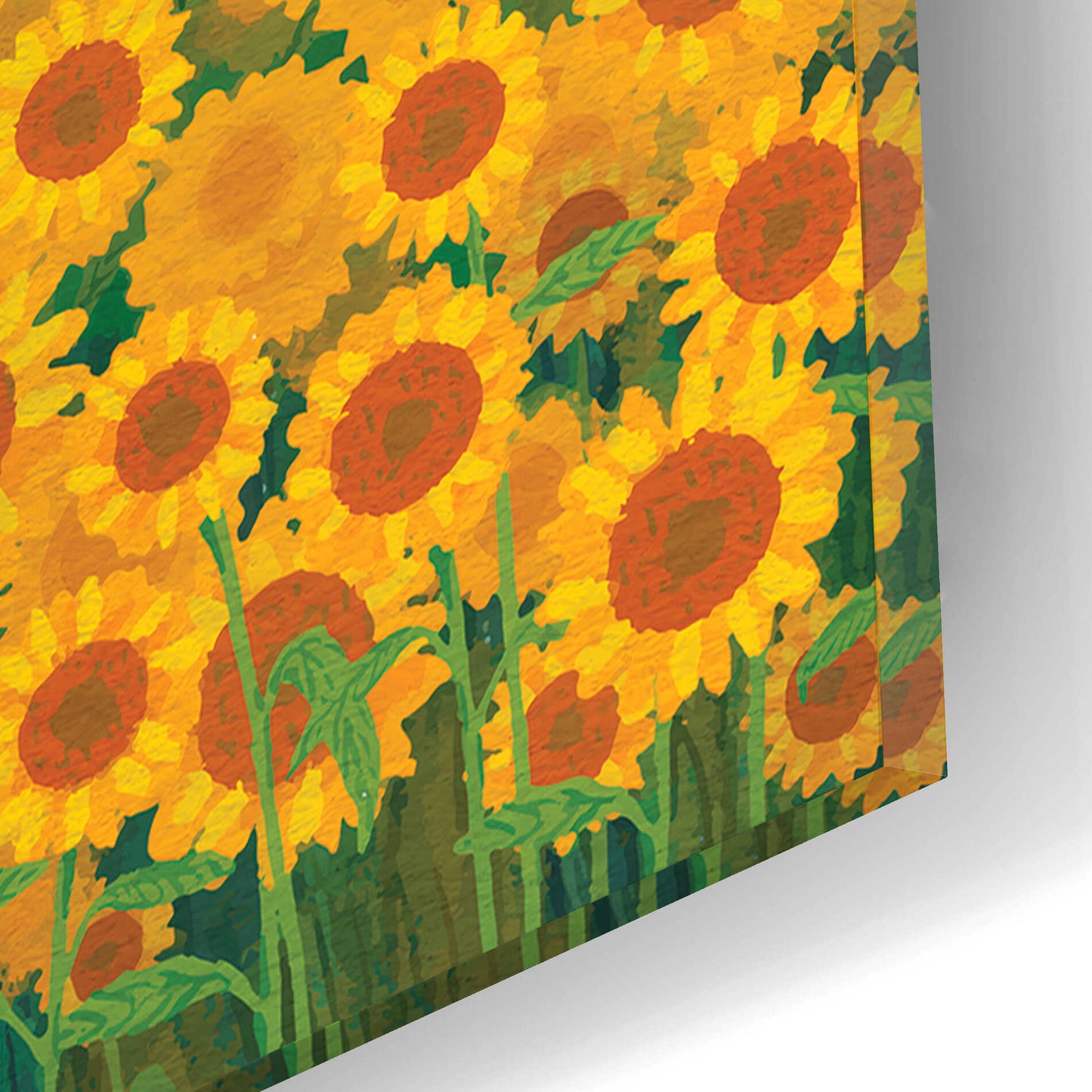 Epic Art 'Field of Sunflowers' by Seven Trees Design, Acrylic Glass Wall Art,16x12