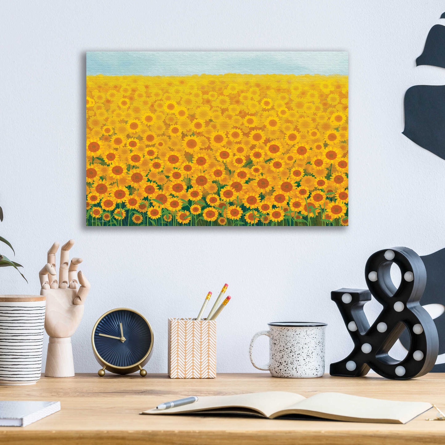 Epic Art 'Field of Sunflowers' by Seven Trees Design, Acrylic Glass Wall Art,16x12