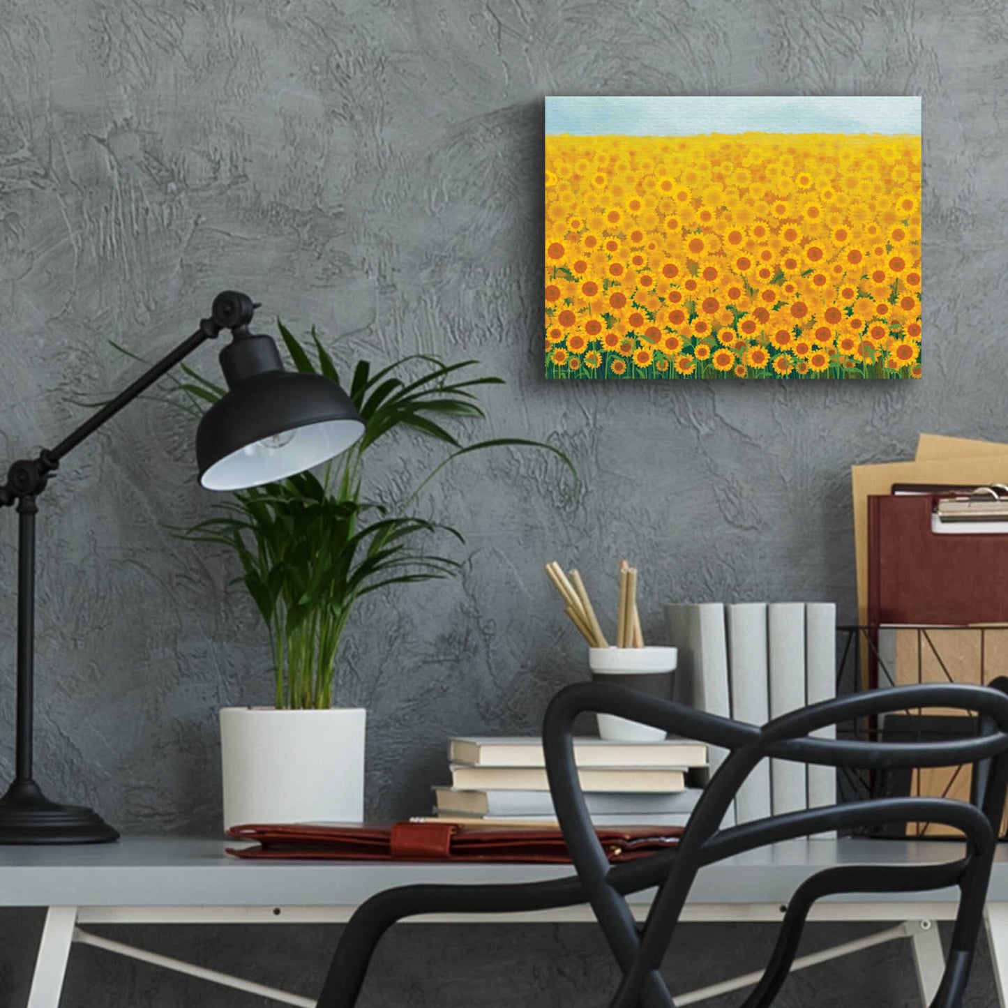 Epic Art 'Field of Sunflowers' by Seven Trees Design, Acrylic Glass Wall Art,16x12