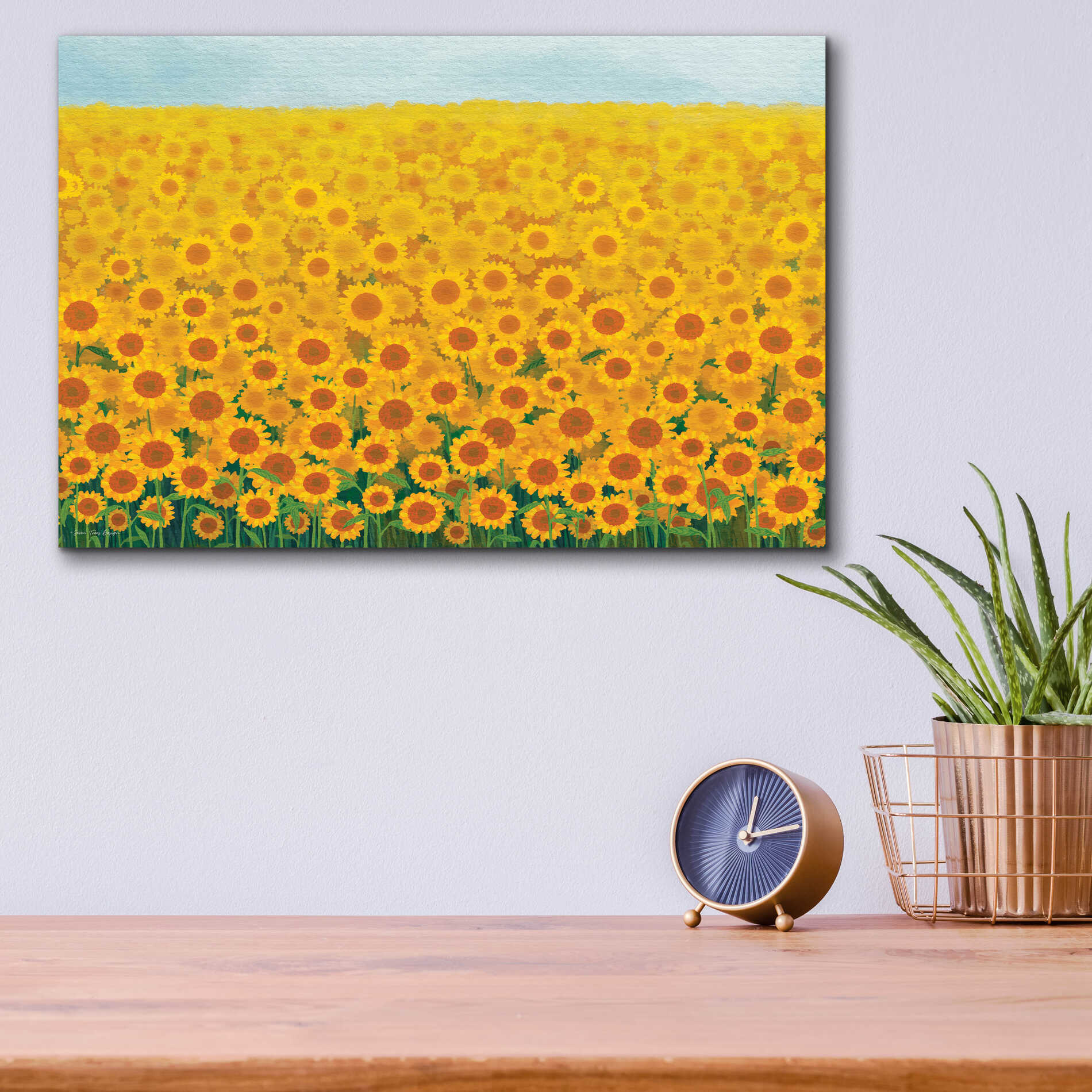 Epic Art 'Field of Sunflowers' by Seven Trees Design, Acrylic Glass Wall Art,16x12