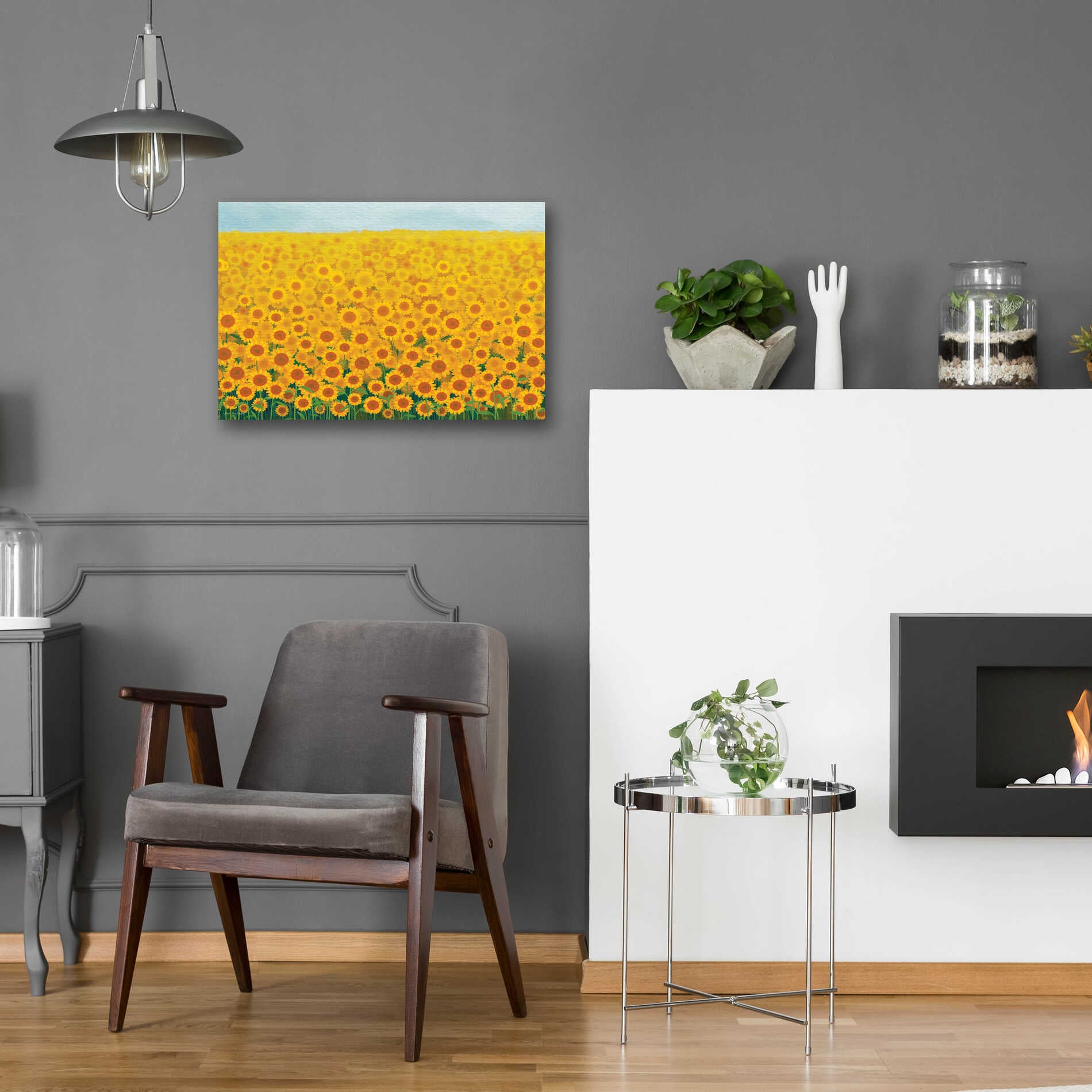 Epic Art 'Field of Sunflowers' by Seven Trees Design, Acrylic Glass Wall Art,24x16