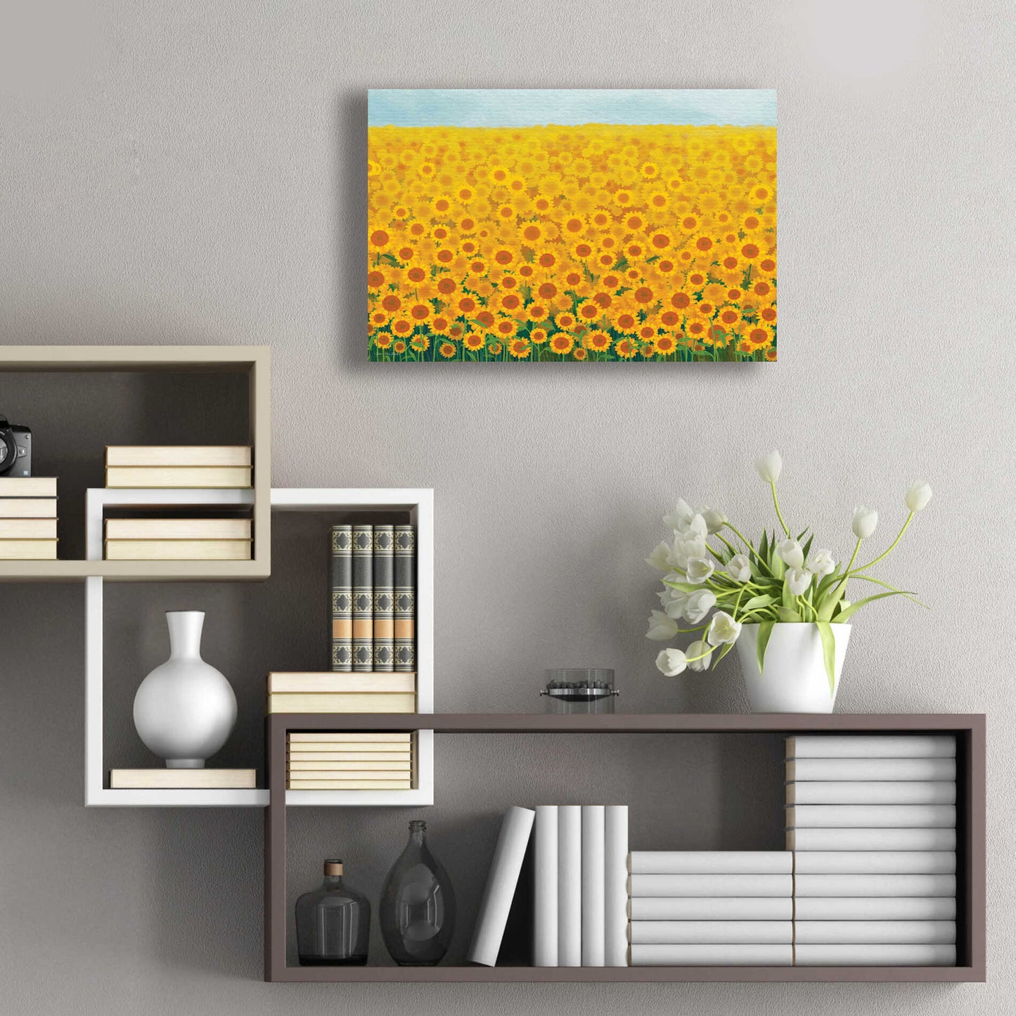 Epic Art 'Field of Sunflowers' by Seven Trees Design, Acrylic Glass Wall Art,24x16