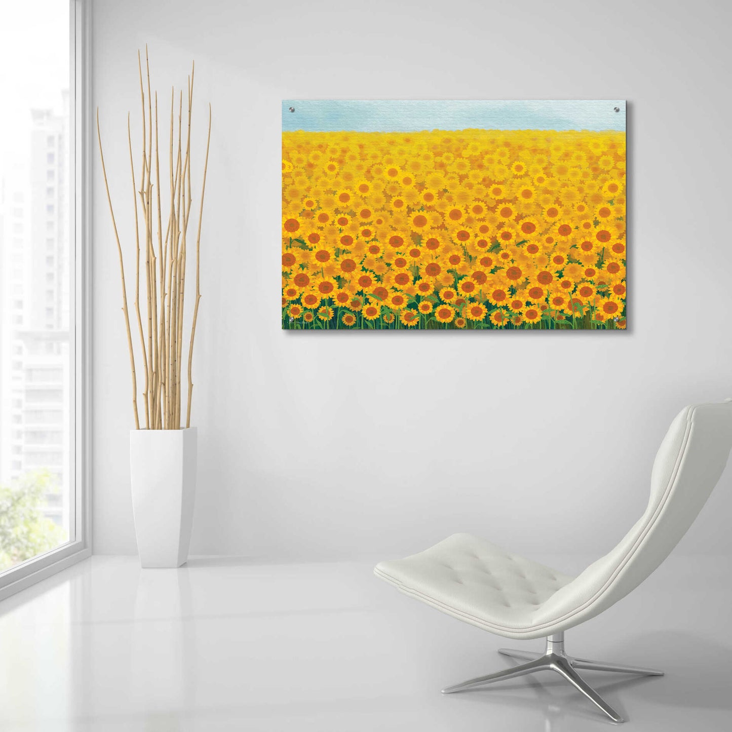 Epic Art 'Field of Sunflowers' by Seven Trees Design, Acrylic Glass Wall Art,36x24