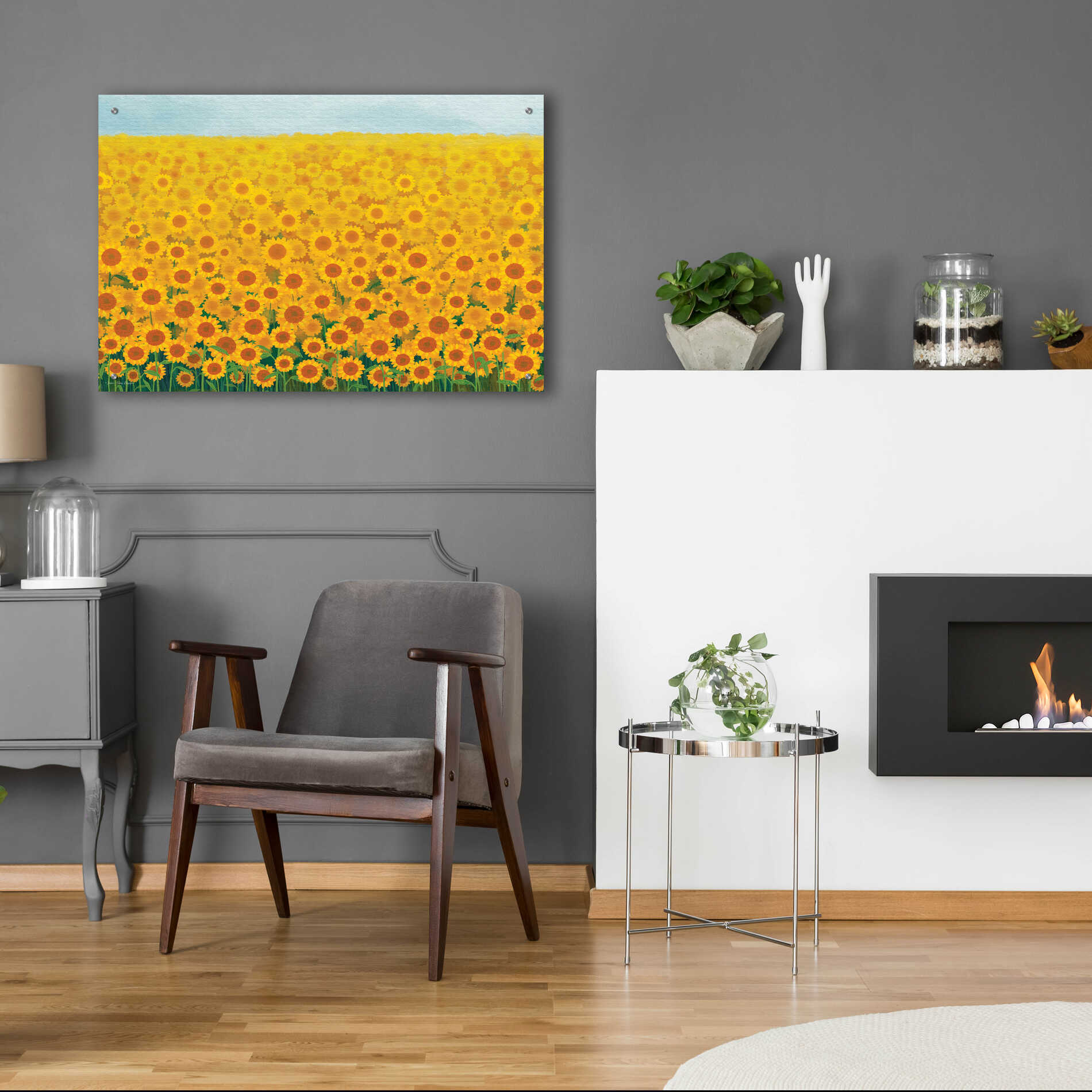 Epic Art 'Field of Sunflowers' by Seven Trees Design, Acrylic Glass Wall Art,36x24