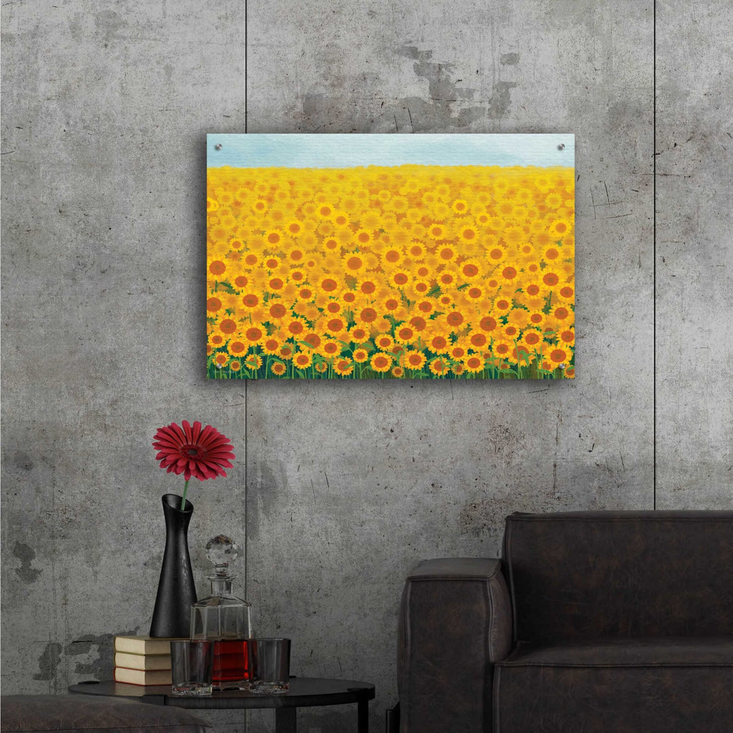 Epic Art 'Field of Sunflowers' by Seven Trees Design, Acrylic Glass Wall Art,36x24