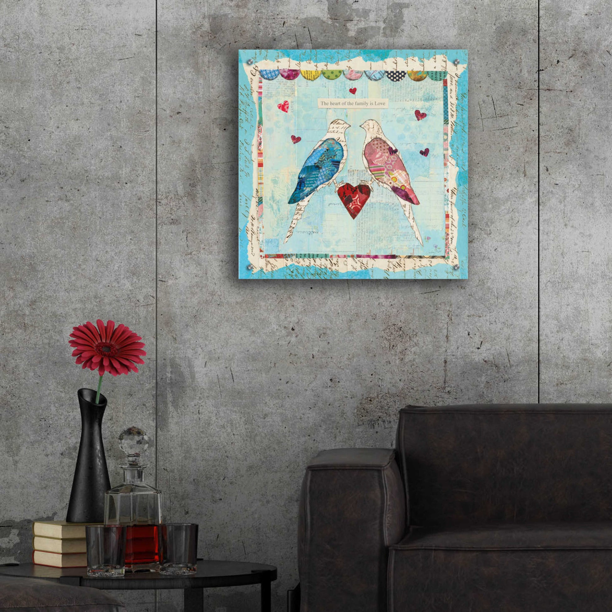 Epic Art 'Love Birds Square' by Courtney Prahl, Acrylic Glass Wall Art,24x24