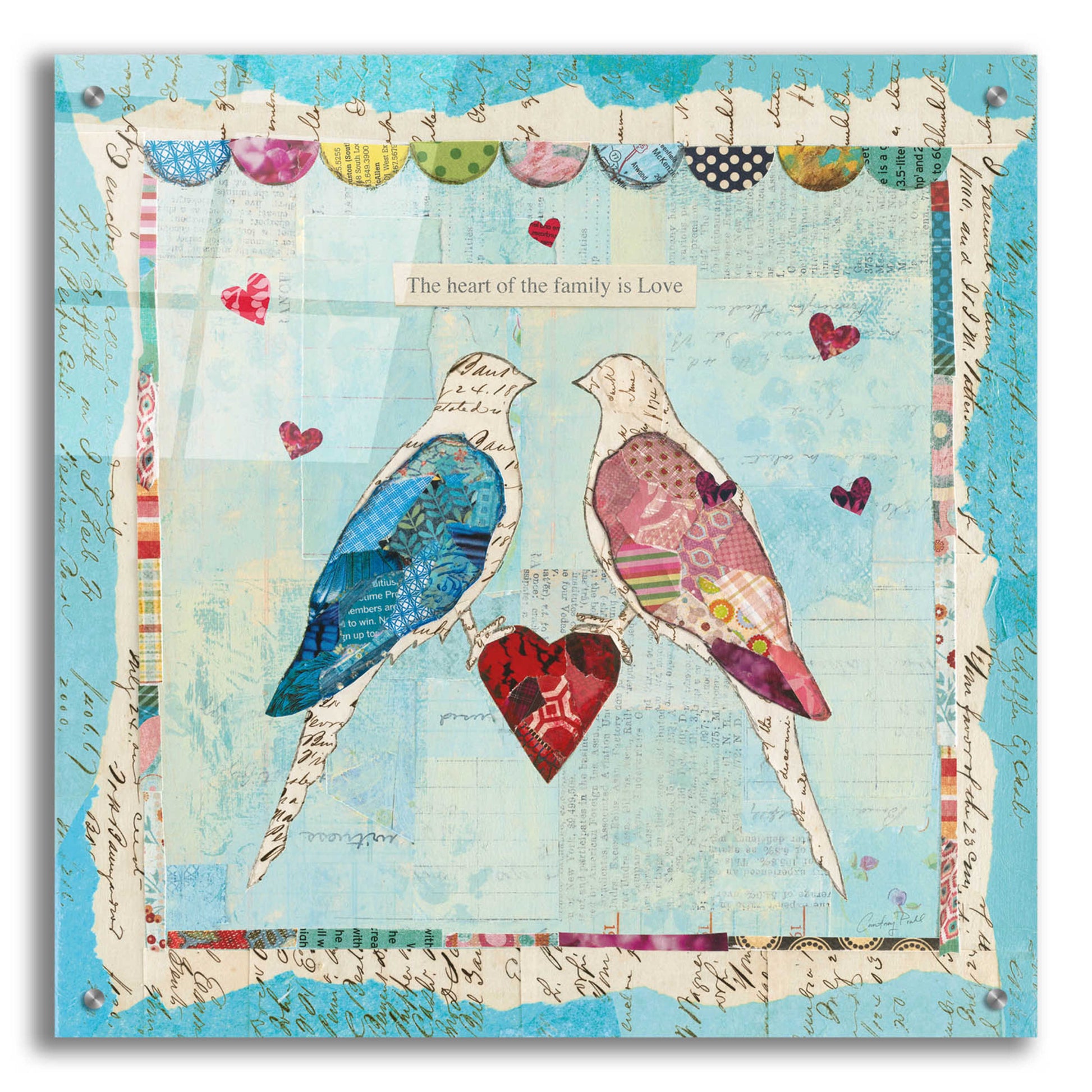 Epic Art 'Love Birds Square' by Courtney Prahl, Acrylic Glass Wall Art,24x24