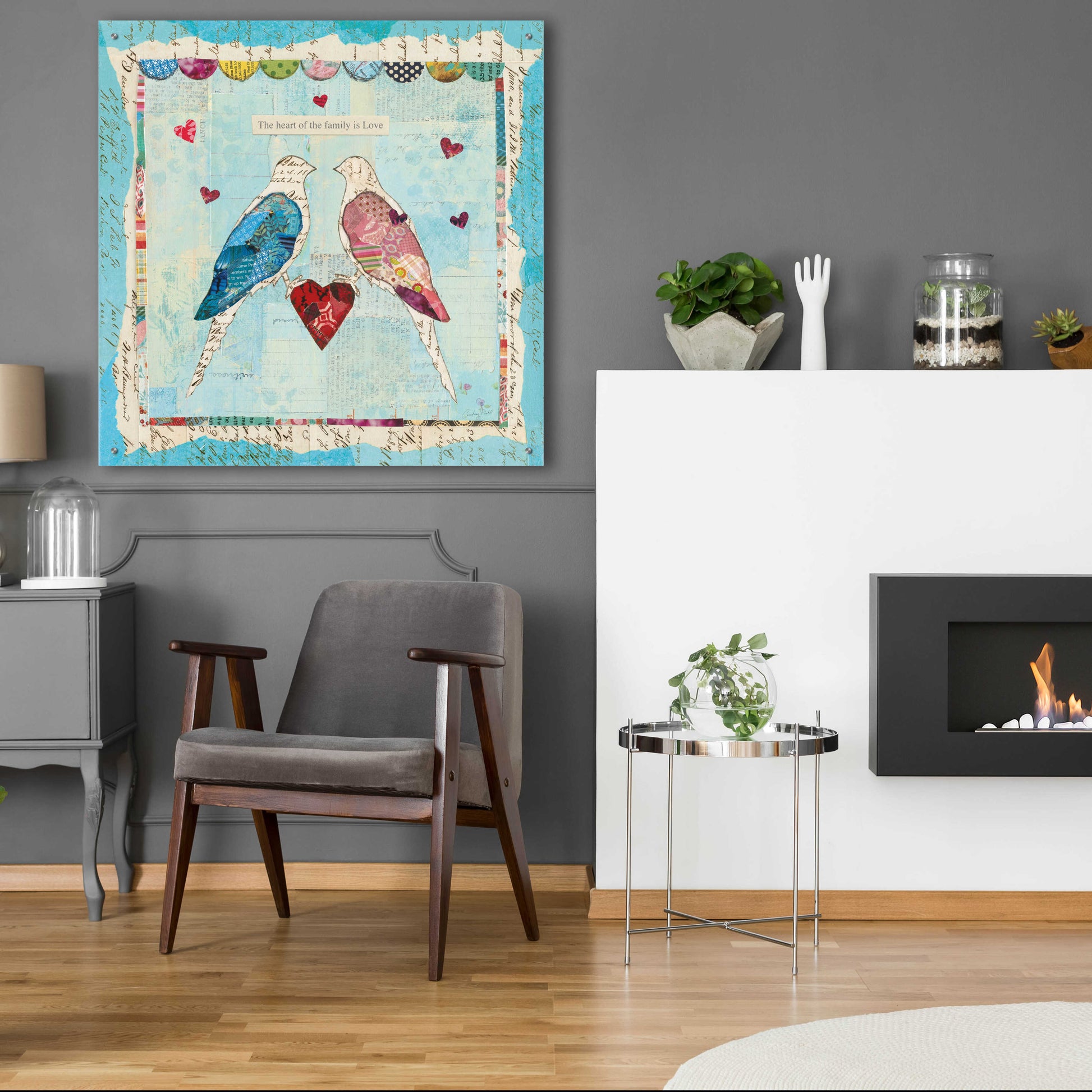 Epic Art 'Love Birds Square' by Courtney Prahl, Acrylic Glass Wall Art,36x36