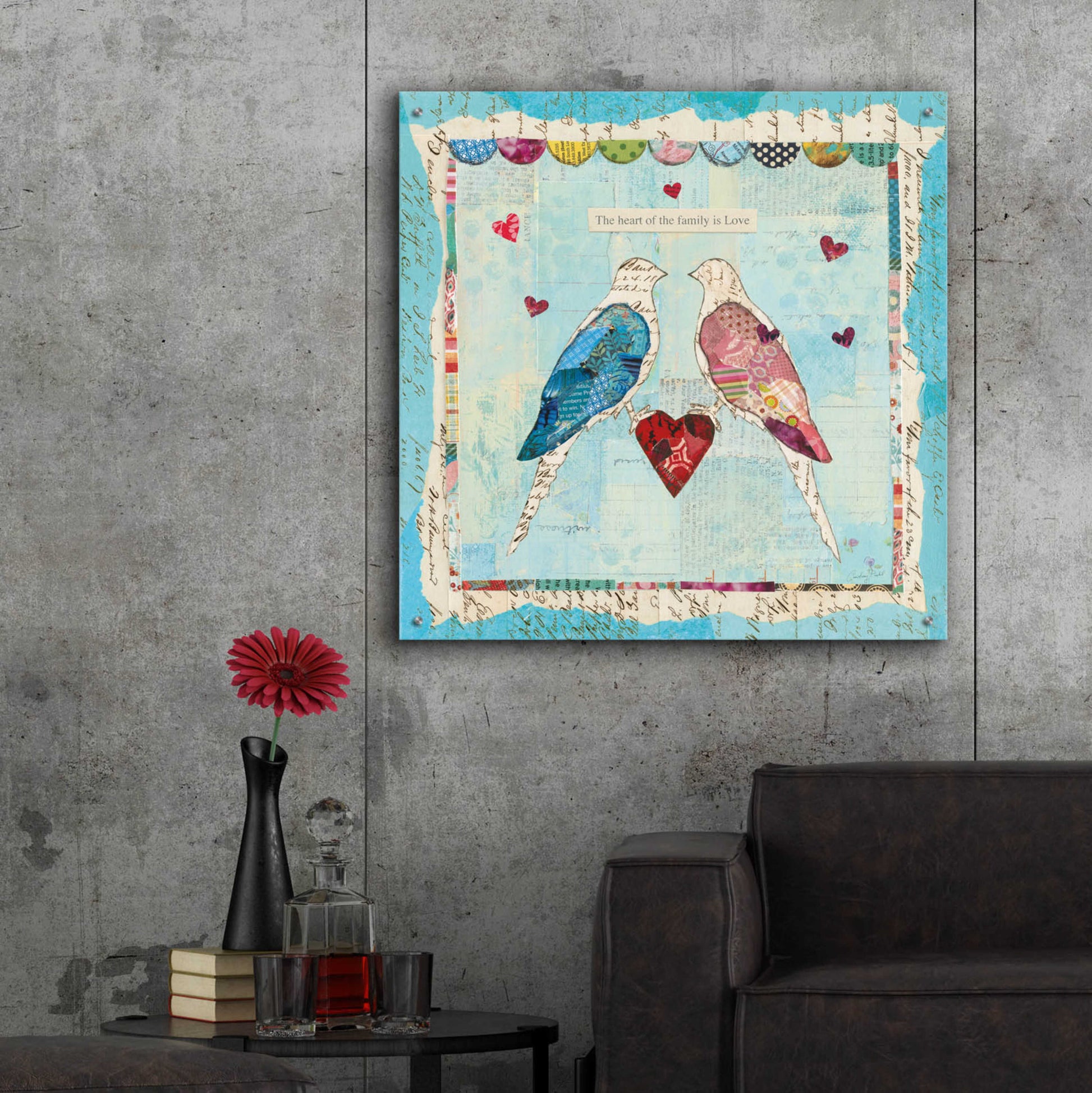 Epic Art 'Love Birds Square' by Courtney Prahl, Acrylic Glass Wall Art,36x36