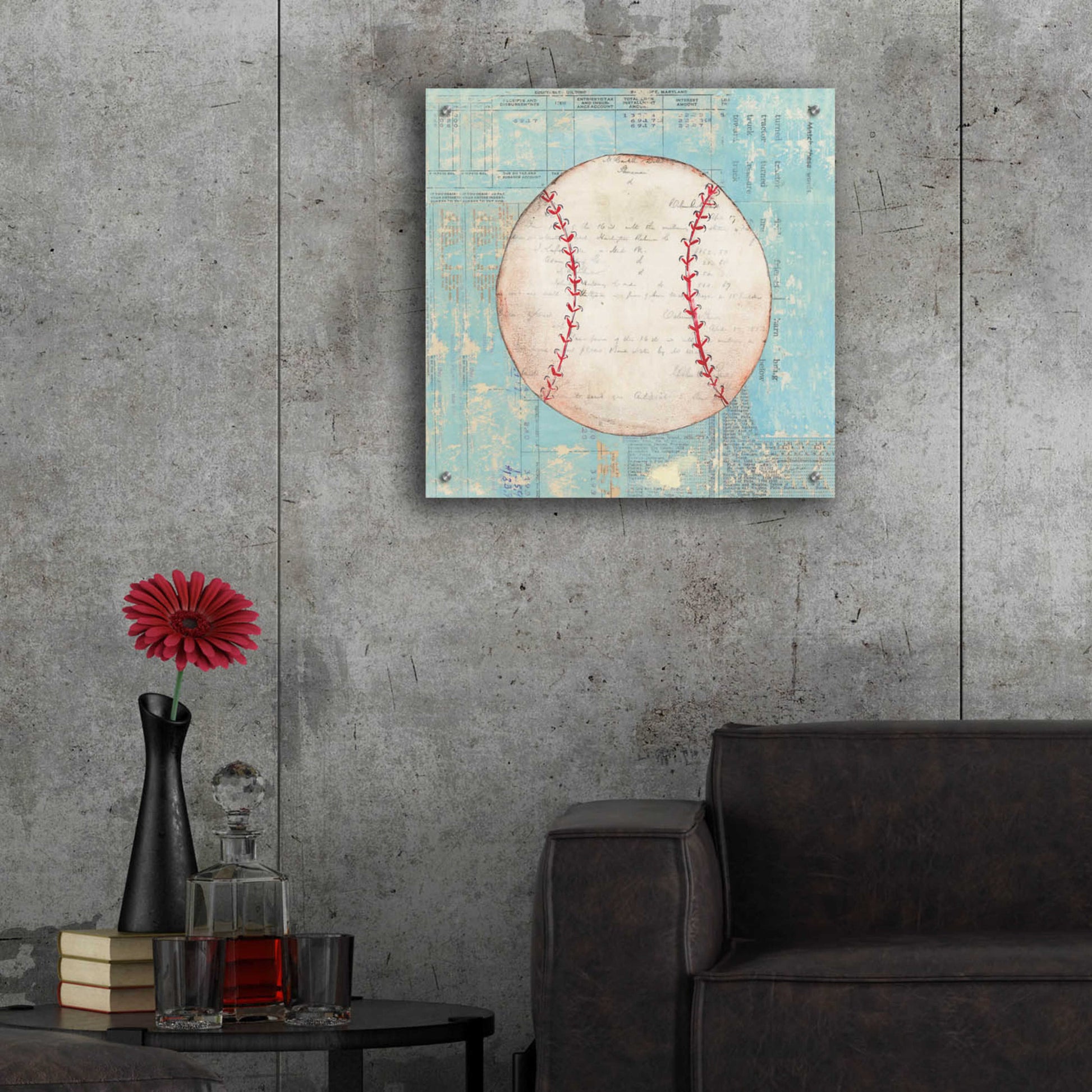 Epic Art 'Play Ball I' by Courtney Prahl, Acrylic Glass Wall Art,24x24