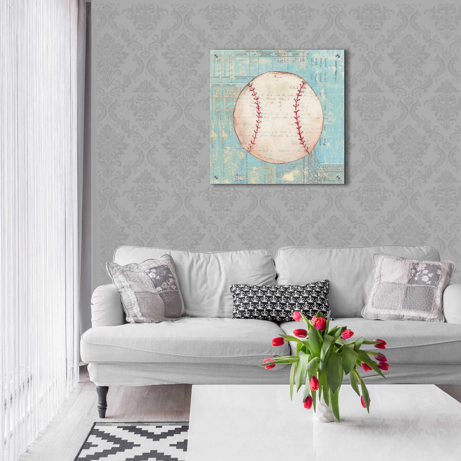 Epic Art 'Play Ball I' by Courtney Prahl, Acrylic Glass Wall Art,24x24