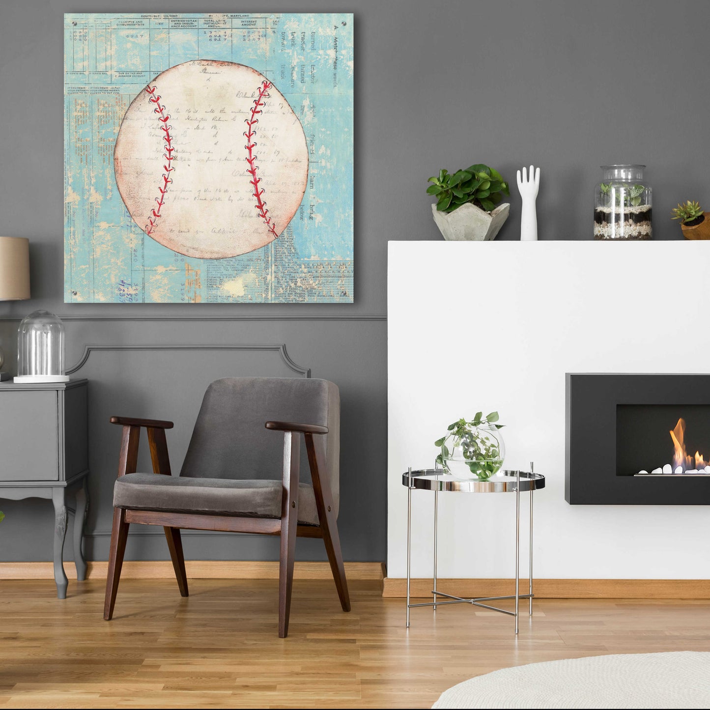 Epic Art 'Play Ball I' by Courtney Prahl, Acrylic Glass Wall Art,36x36