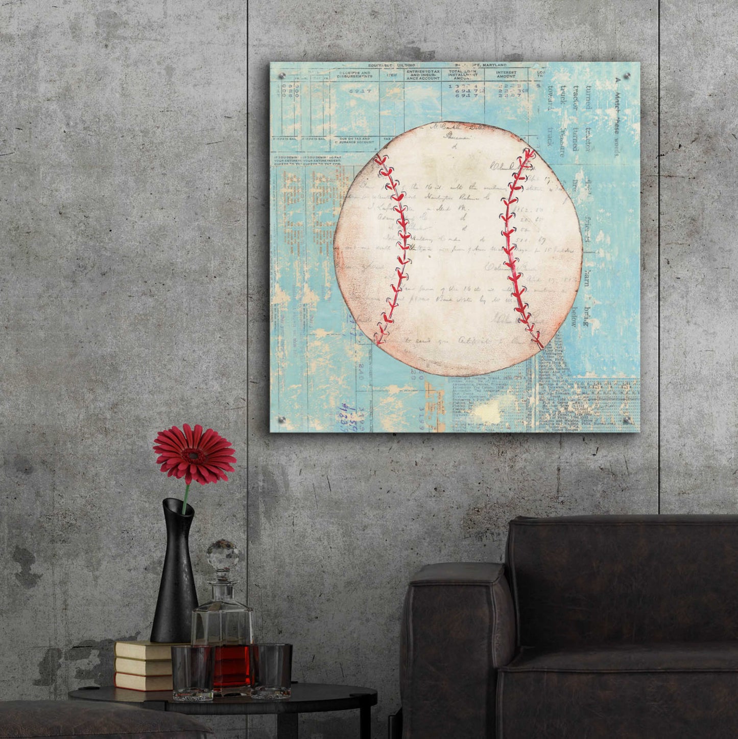 Epic Art 'Play Ball I' by Courtney Prahl, Acrylic Glass Wall Art,36x36