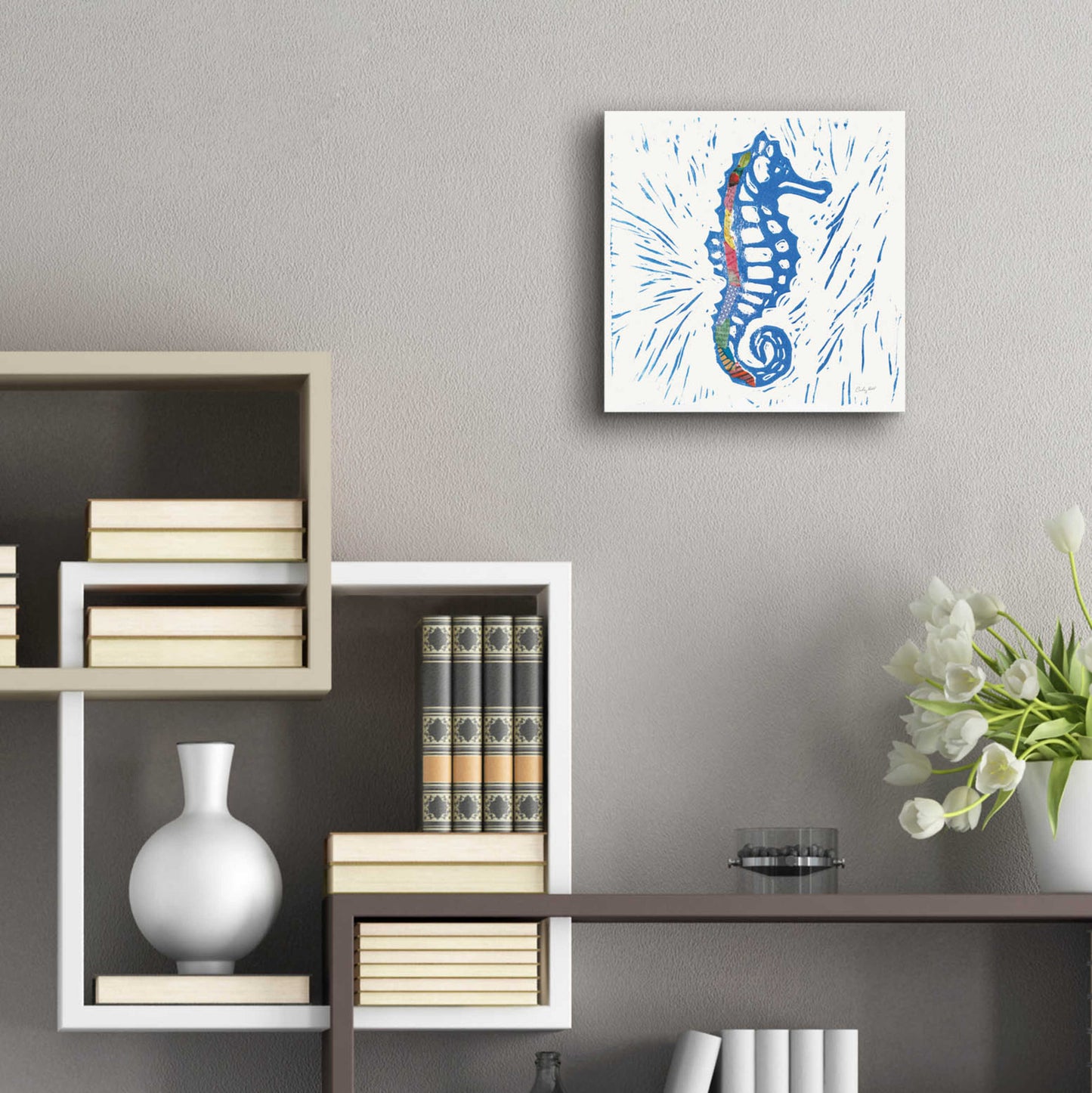 Epic Art 'Sea Creature Sea Horse Color' by Courtney Prahl, Acrylic Glass Wall Art,12x12