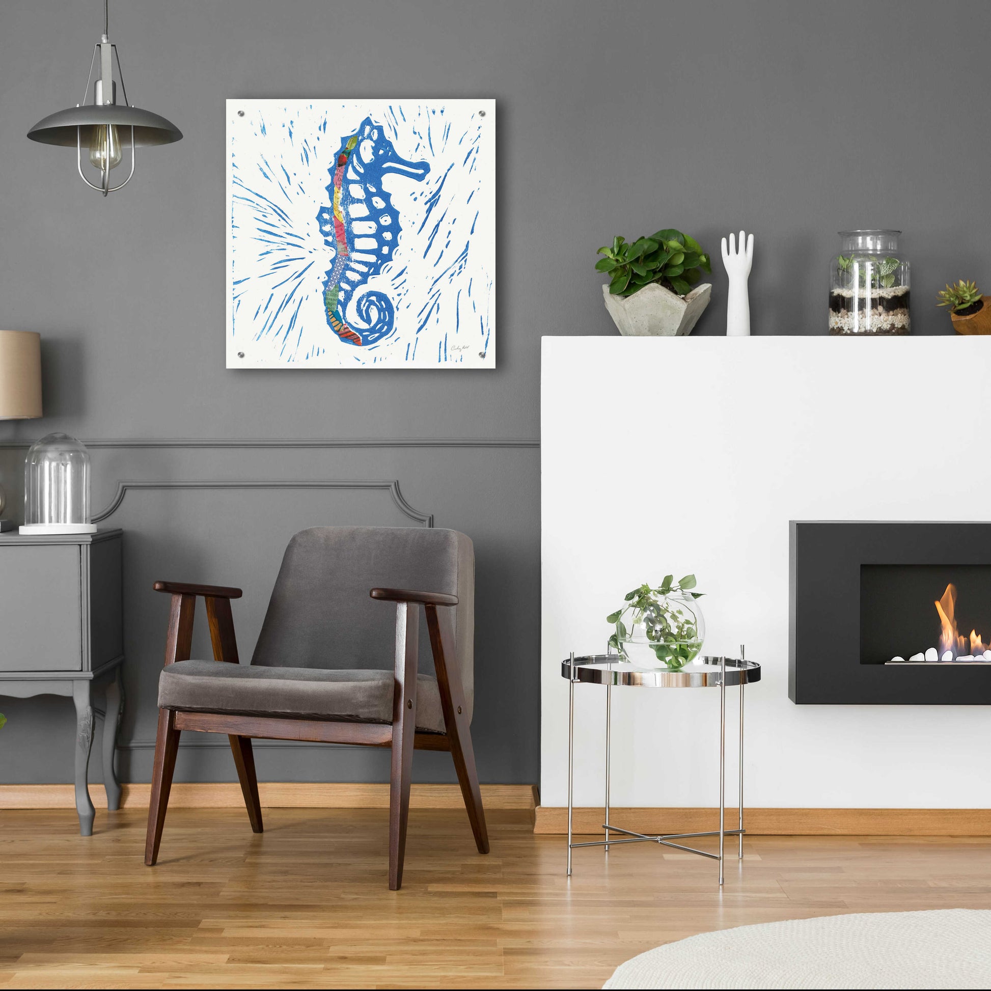 Epic Art 'Sea Creature Sea Horse Color' by Courtney Prahl, Acrylic Glass Wall Art,24x24