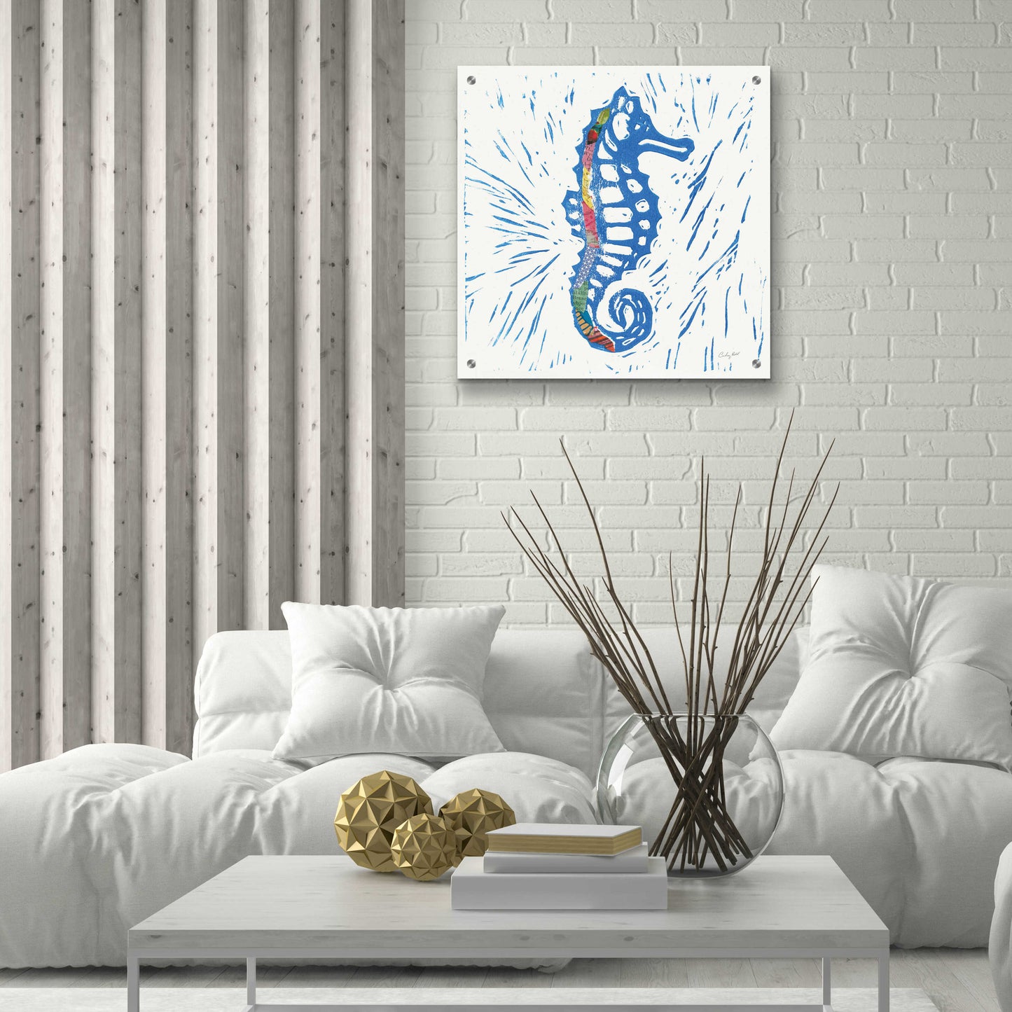 Epic Art 'Sea Creature Sea Horse Color' by Courtney Prahl, Acrylic Glass Wall Art,24x24