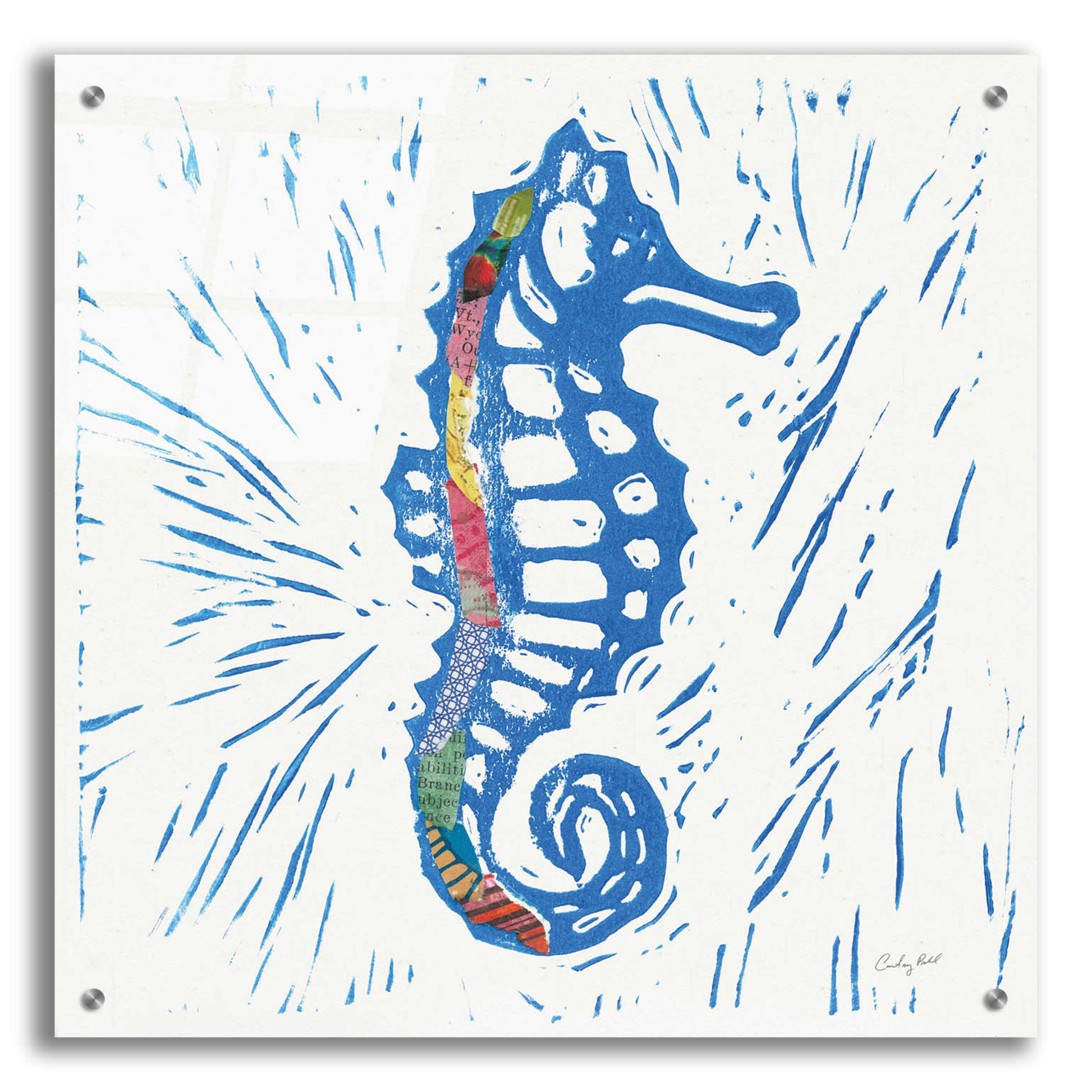 Epic Art 'Sea Creature Sea Horse Color' by Courtney Prahl, Acrylic Glass Wall Art,24x24