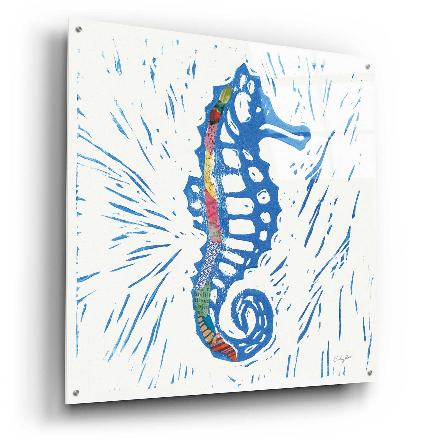 Epic Art 'Sea Creature Sea Horse Color' by Courtney Prahl, Acrylic Glass Wall Art,36x36