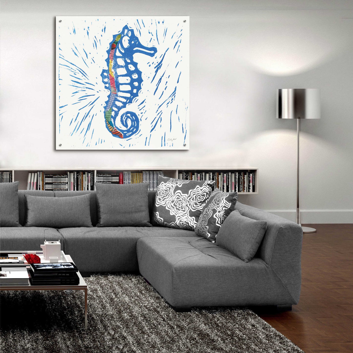 Epic Art 'Sea Creature Sea Horse Color' by Courtney Prahl, Acrylic Glass Wall Art,36x36