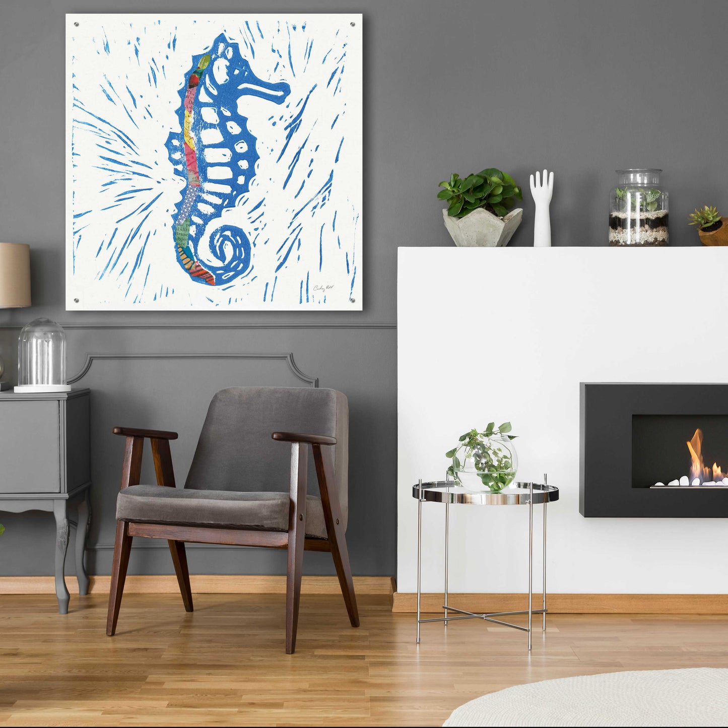 Epic Art 'Sea Creature Sea Horse Color' by Courtney Prahl, Acrylic Glass Wall Art,36x36