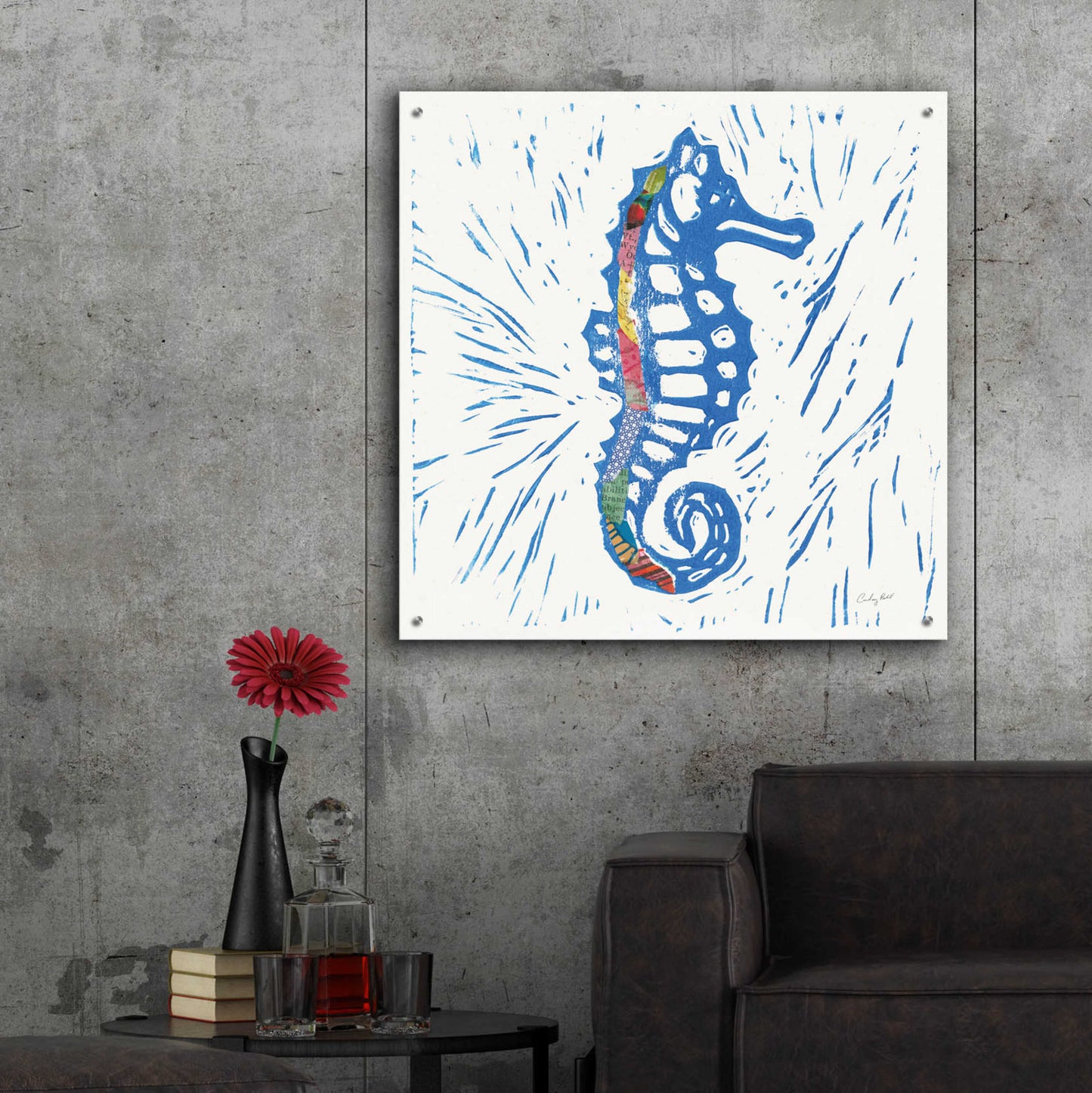 Epic Art 'Sea Creature Sea Horse Color' by Courtney Prahl, Acrylic Glass Wall Art,36x36