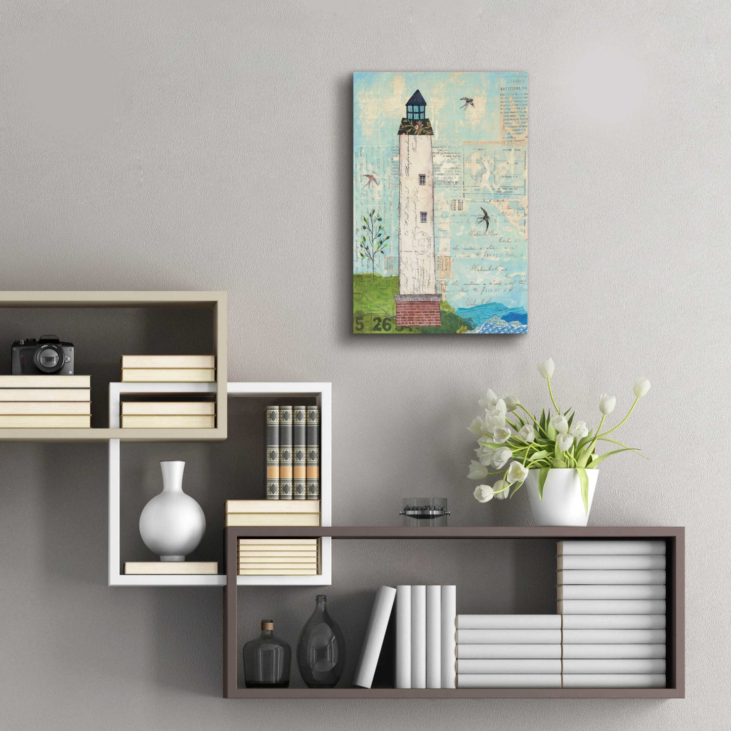 Epic Art 'Coastal Lighthouse I' by Courtney Prahl, Acrylic Glass Wall Art,16x24