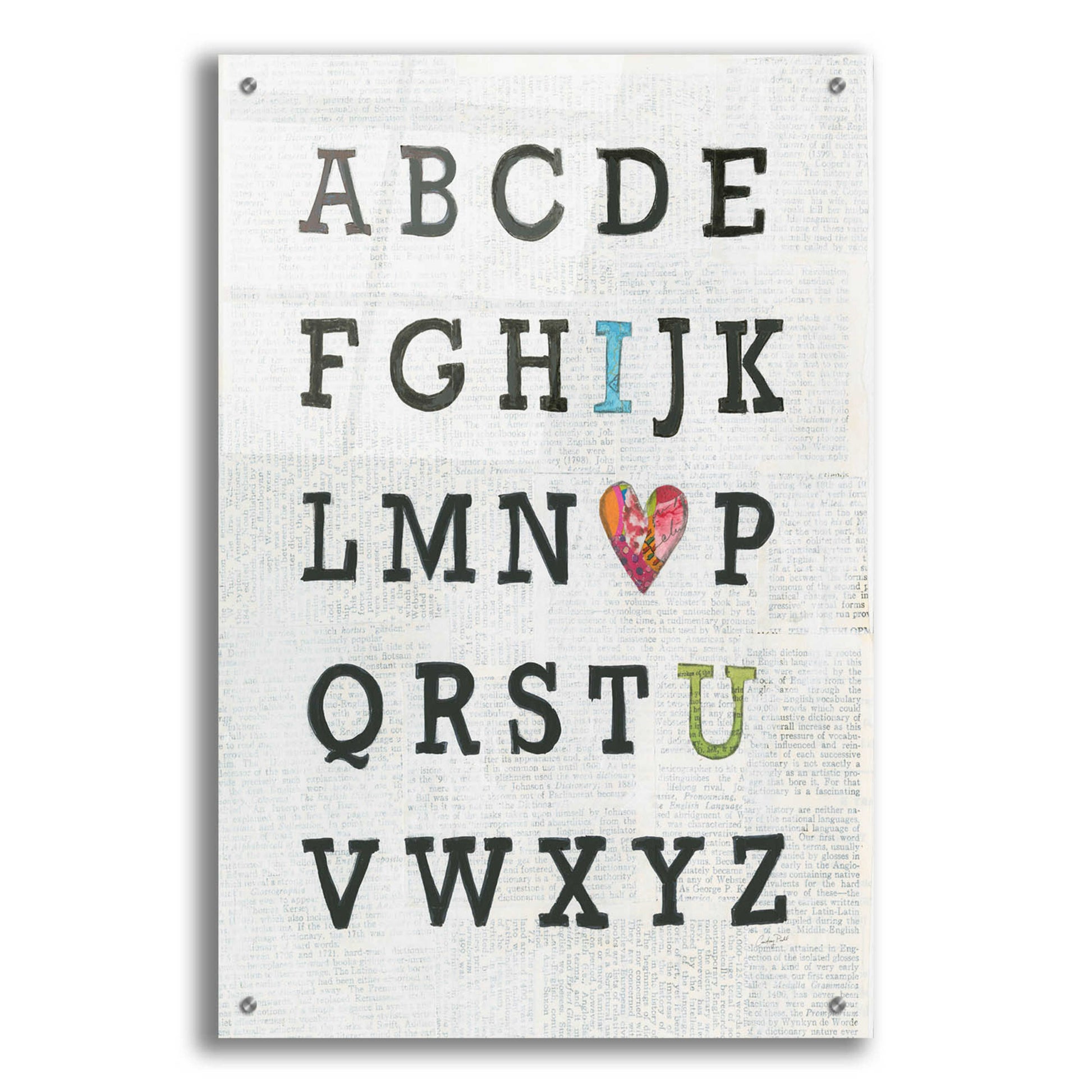 Epic Art 'Alphabet on Print' by Courtney Prahl, Acrylic Glass Wall Art,24x36