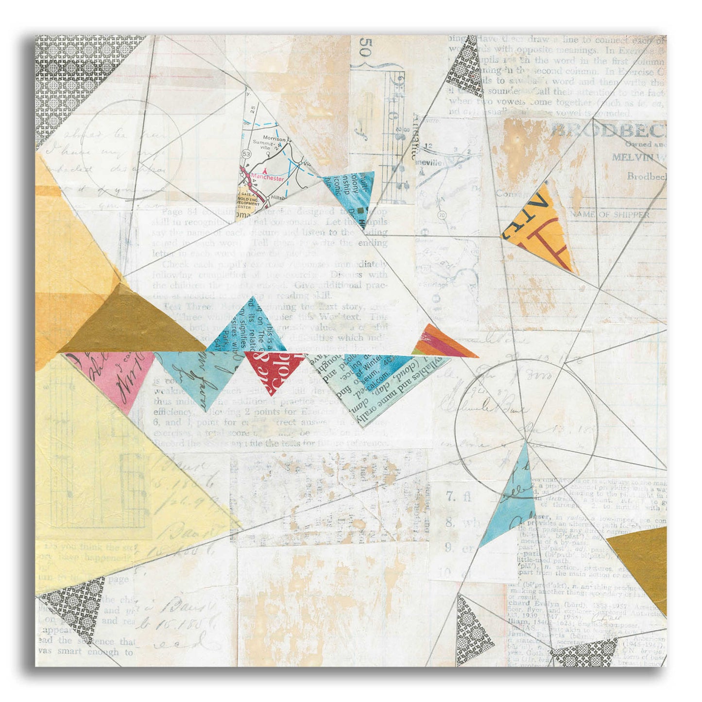 Epic Art 'Map Collage Crop' by Courtney Prahl, Acrylic Glass Wall Art,12x12