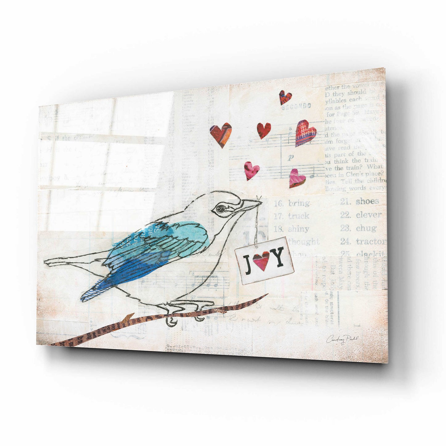 Epic Art 'Love Birds I Joy' by Courtney Prahl, Acrylic Glass Wall Art,16x12