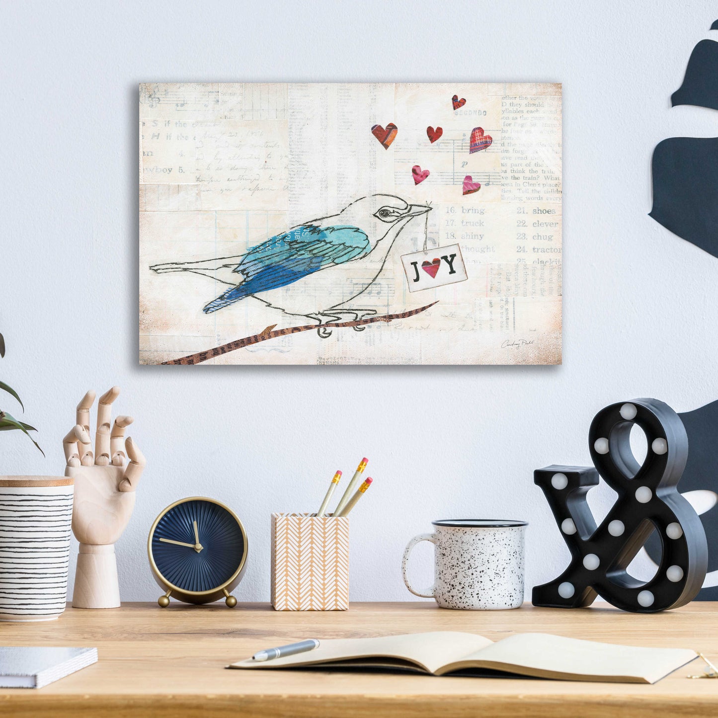 Epic Art 'Love Birds I Joy' by Courtney Prahl, Acrylic Glass Wall Art,16x12