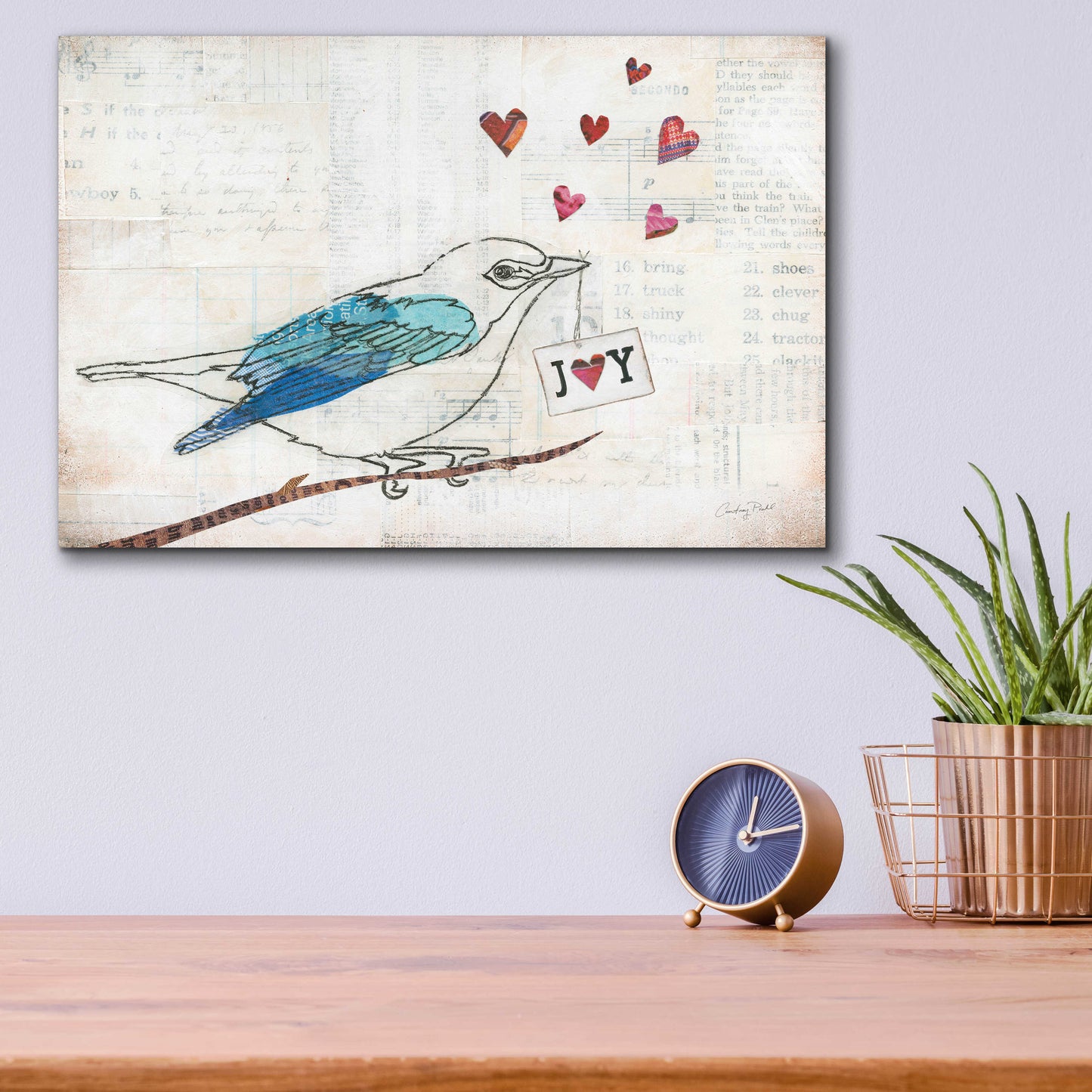 Epic Art 'Love Birds I Joy' by Courtney Prahl, Acrylic Glass Wall Art,16x12