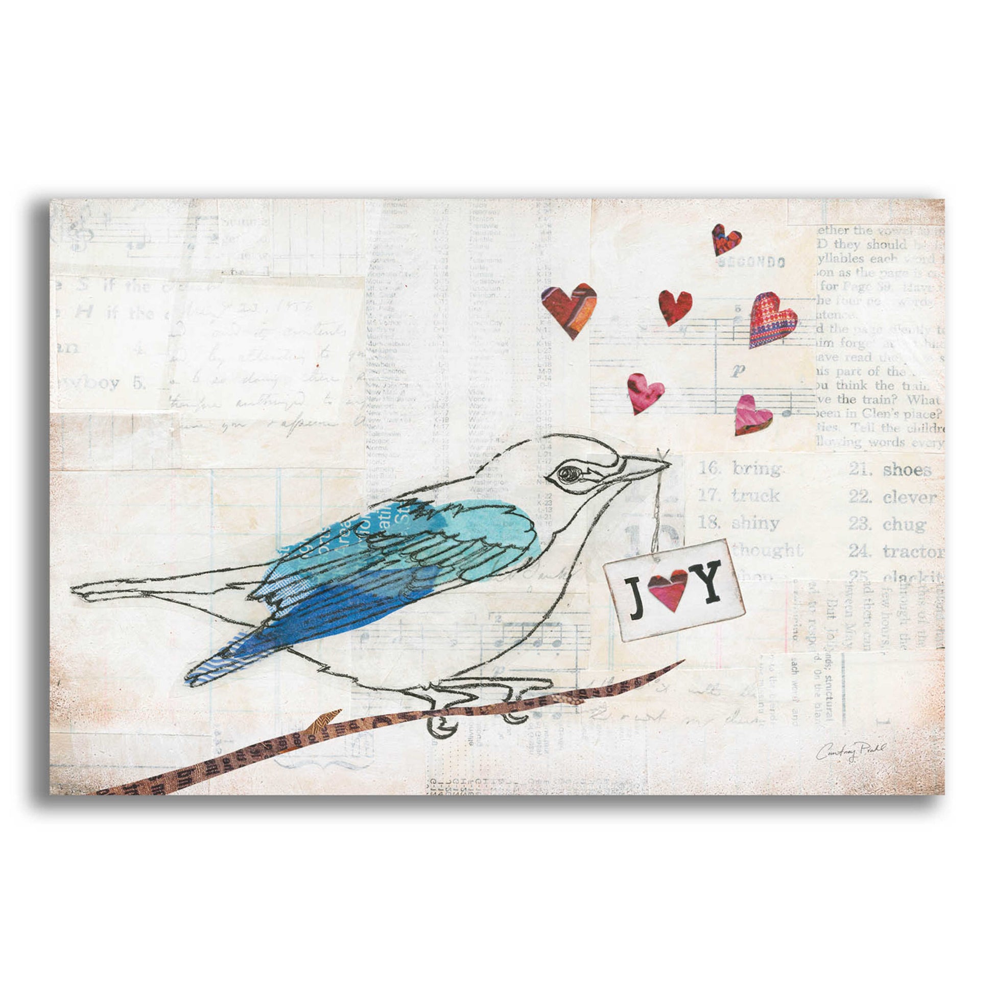 Epic Art 'Love Birds I Joy' by Courtney Prahl, Acrylic Glass Wall Art,16x12