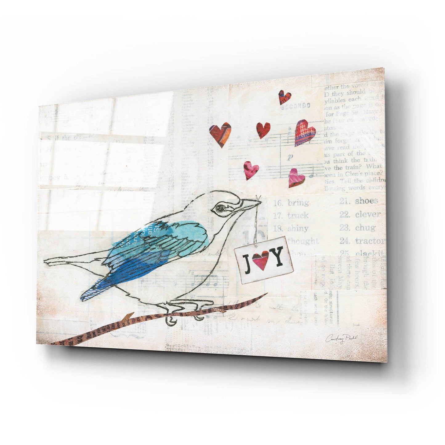Epic Art 'Love Birds I Joy' by Courtney Prahl, Acrylic Glass Wall Art,24x16
