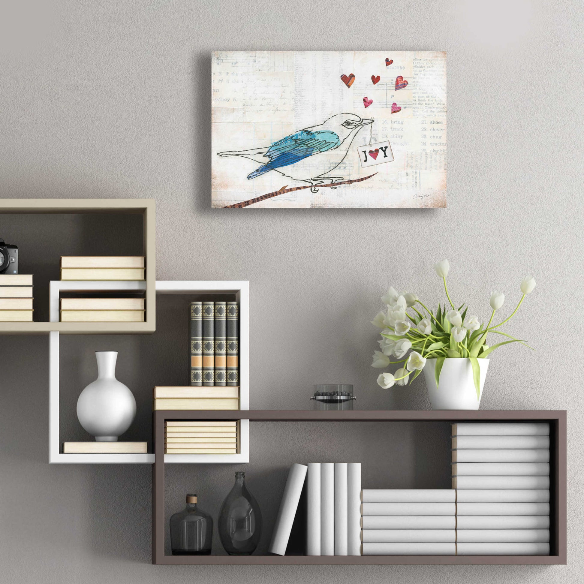 Epic Art 'Love Birds I Joy' by Courtney Prahl, Acrylic Glass Wall Art,24x16