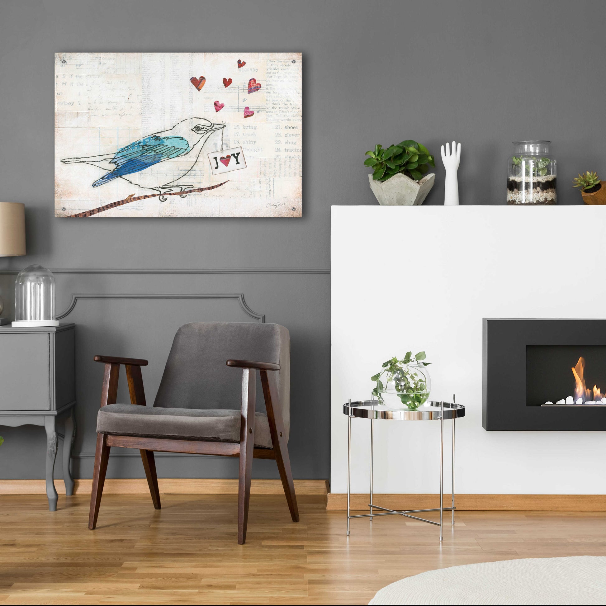 Epic Art 'Love Birds I Joy' by Courtney Prahl, Acrylic Glass Wall Art,36x24