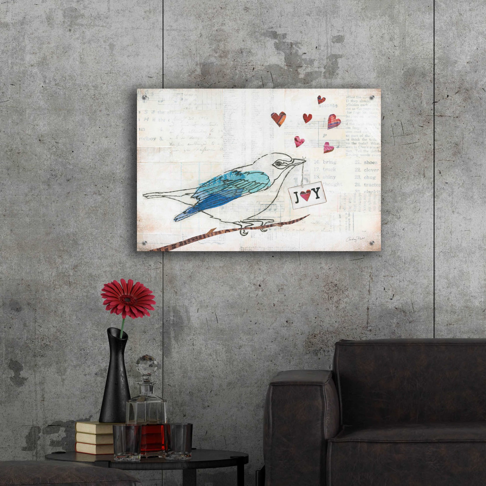 Epic Art 'Love Birds I Joy' by Courtney Prahl, Acrylic Glass Wall Art,36x24
