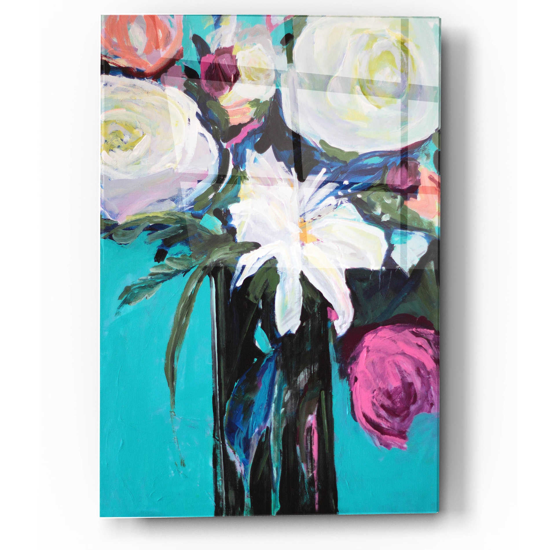 Epic Art 'White Lily' by Jacqueline Brewer, Acrylic Glass Wall Art,12x16